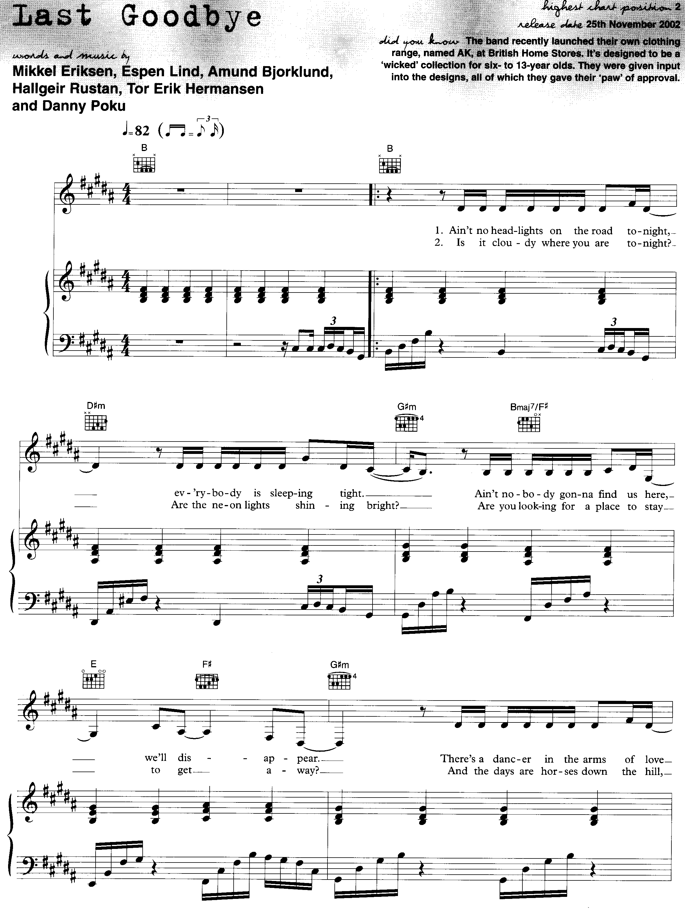 Last Goodbye Score