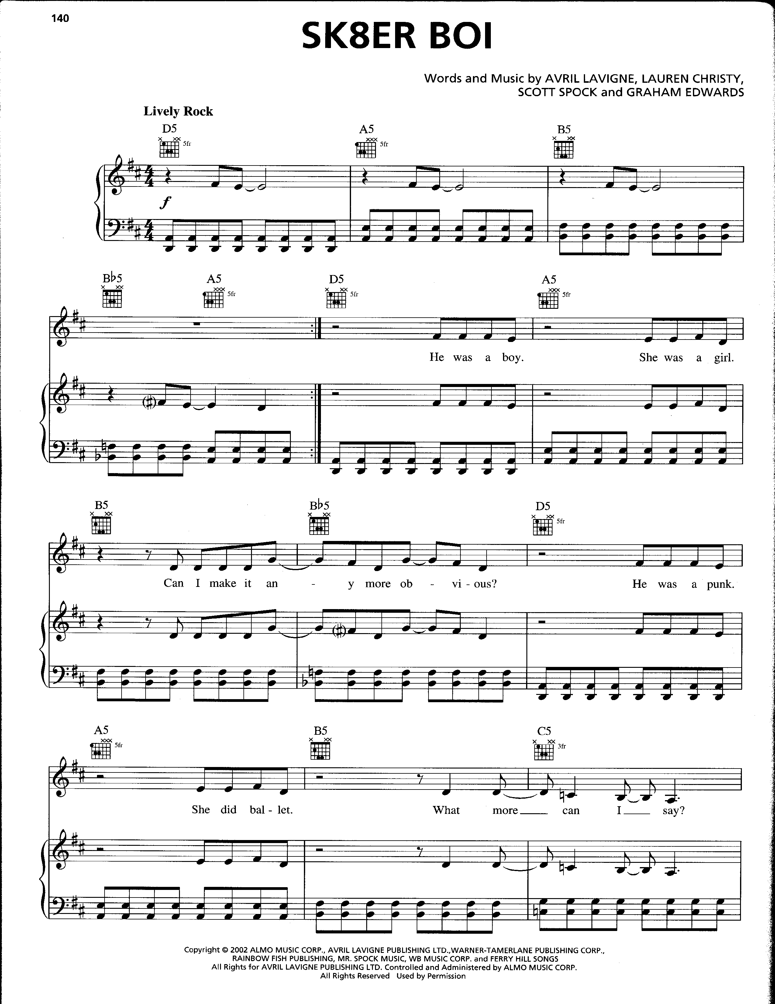 Sk8er Boiピアノ譜