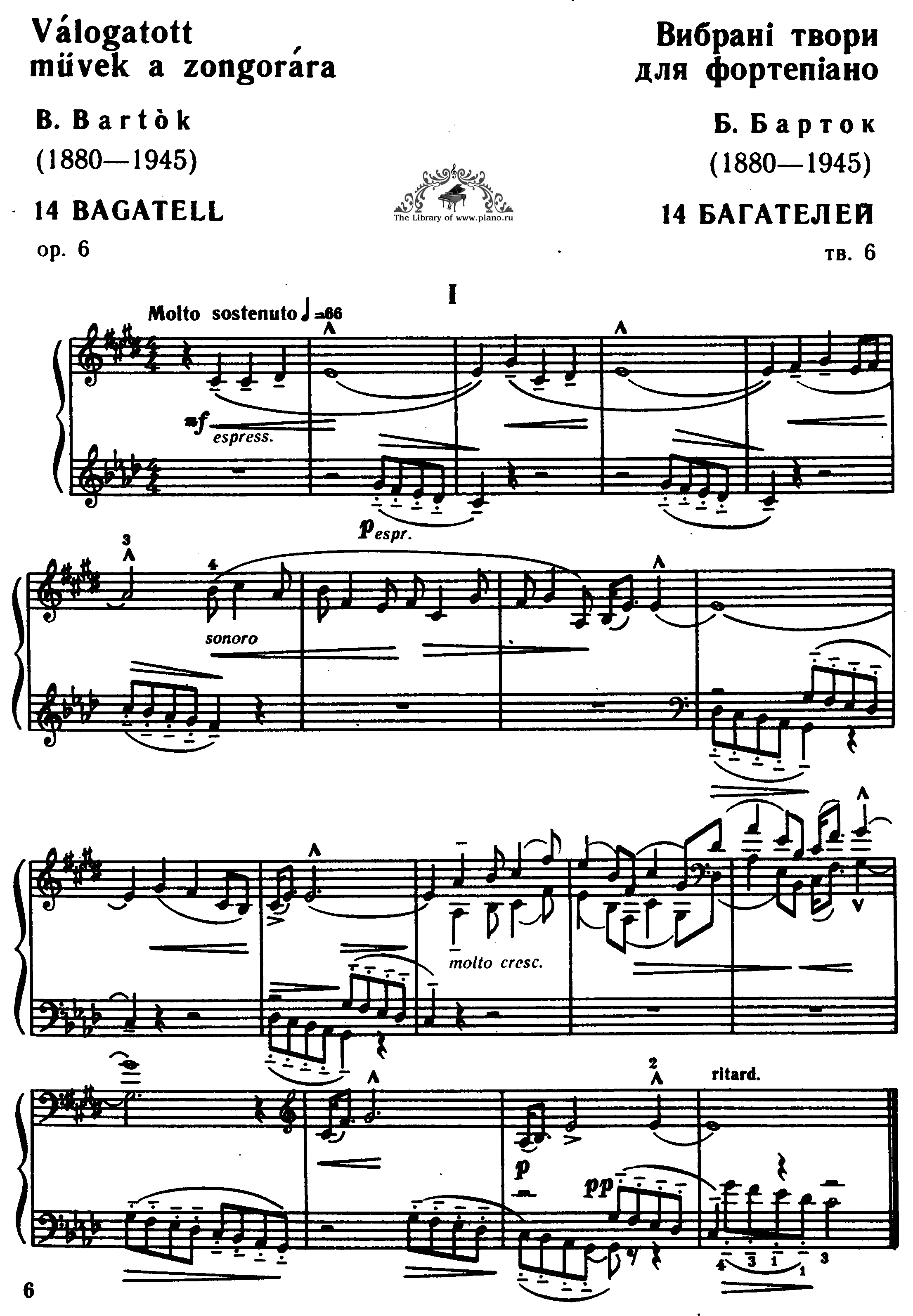 Bagatelles Op.6 Score