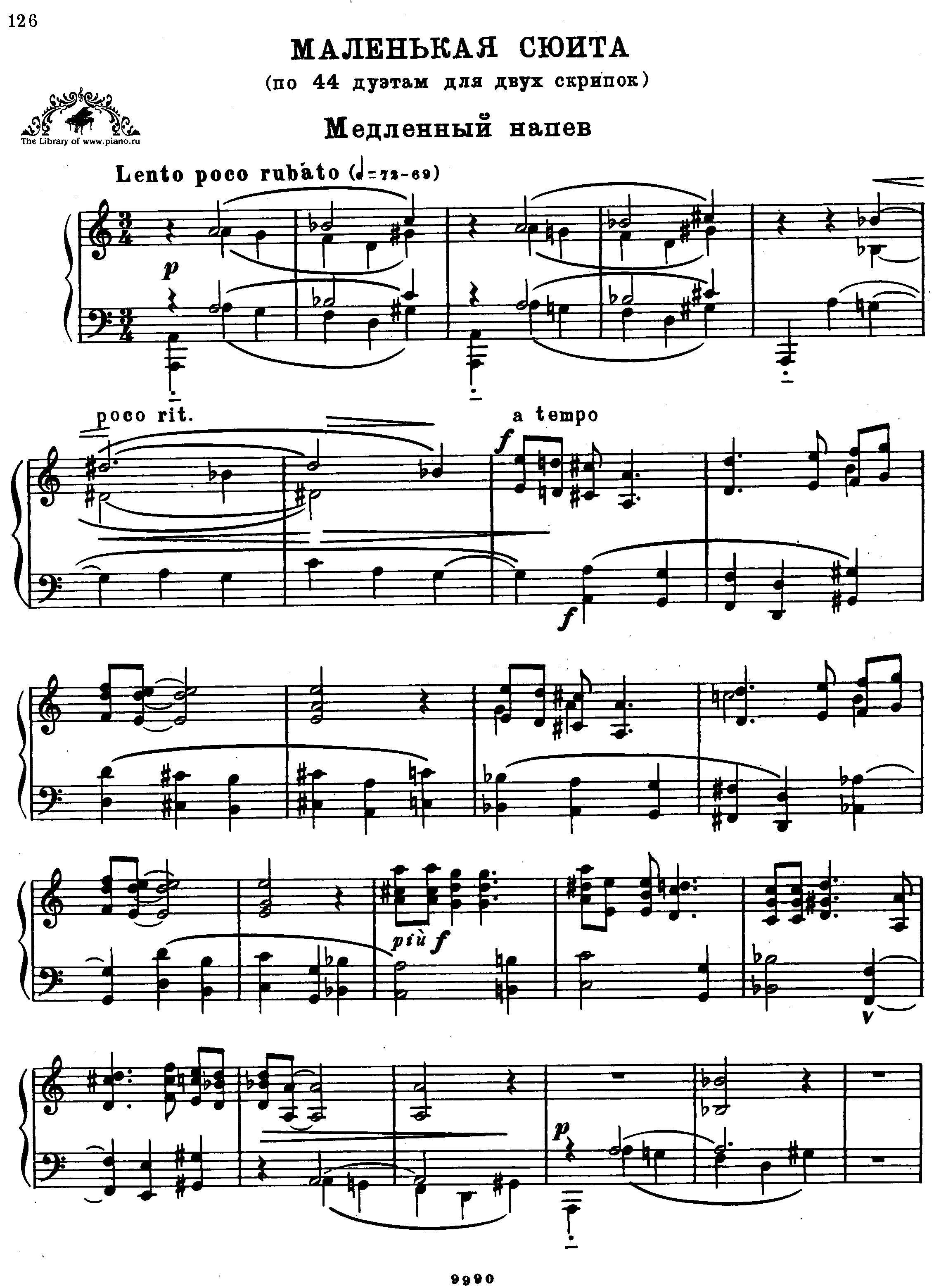 Petite Suite for Piano, Sz.105 Score