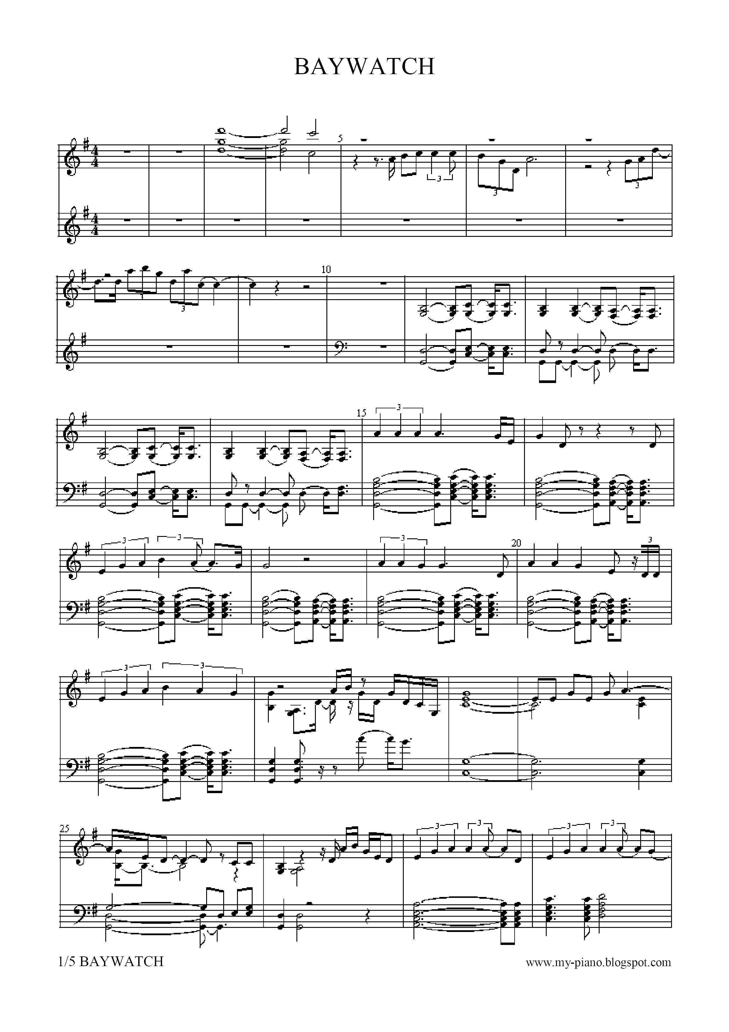 Baywatch Theme - I'm Always Here Score