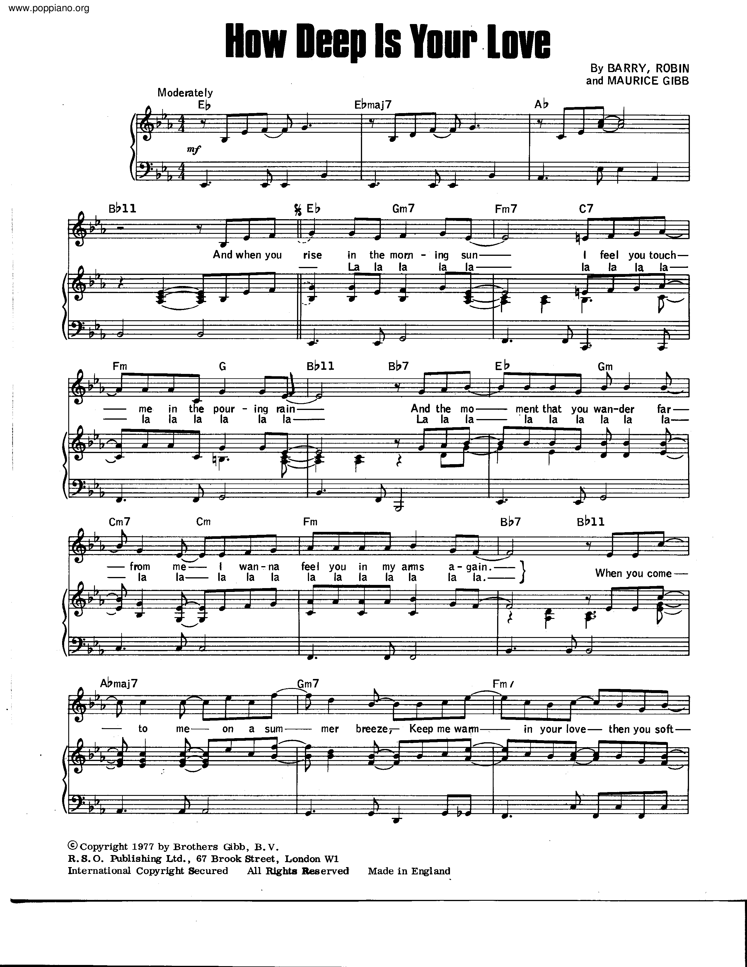 How Deep Is Your Love Score