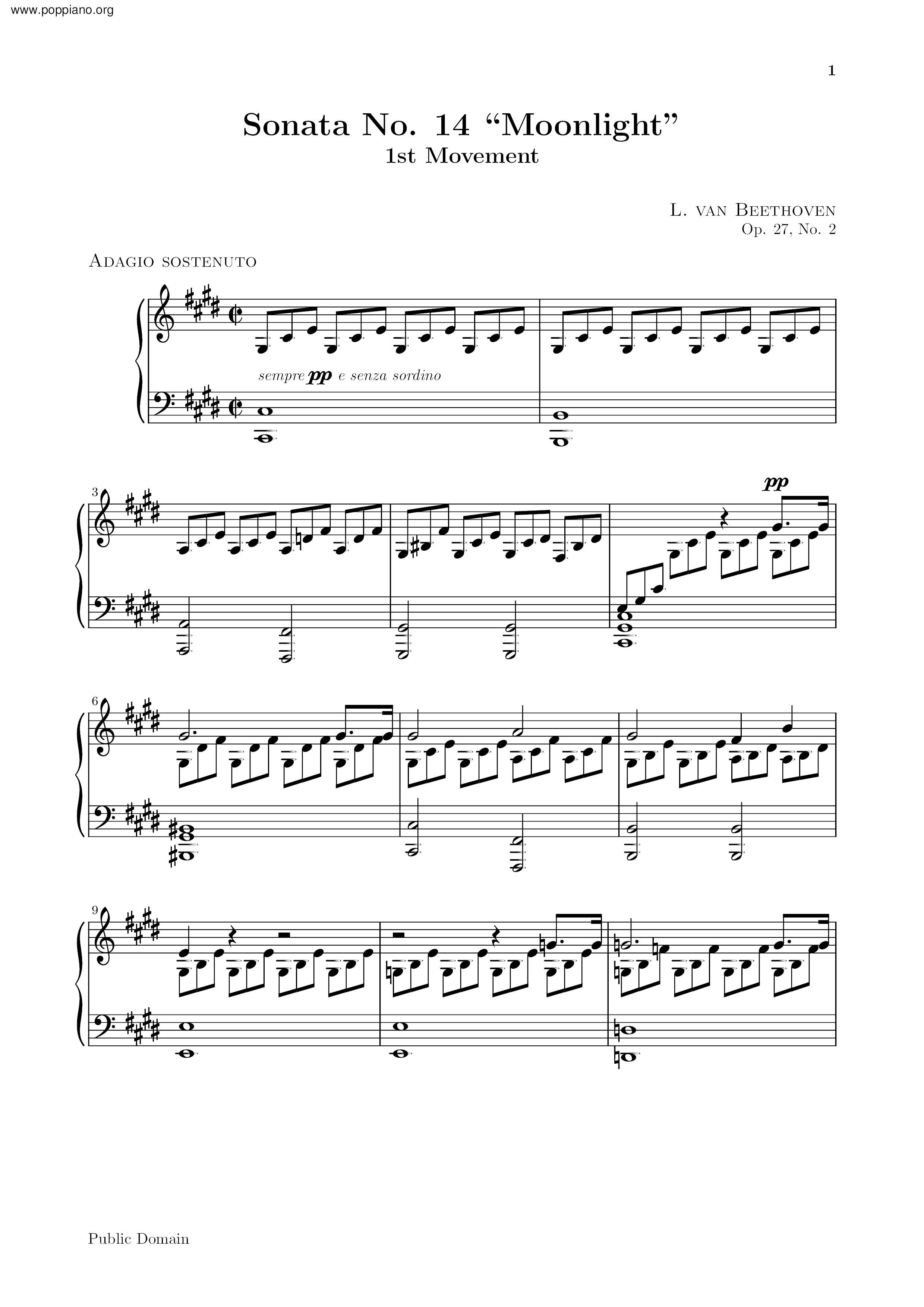 Moonlight Sonata Op.27 No.2 Mov 1 Score