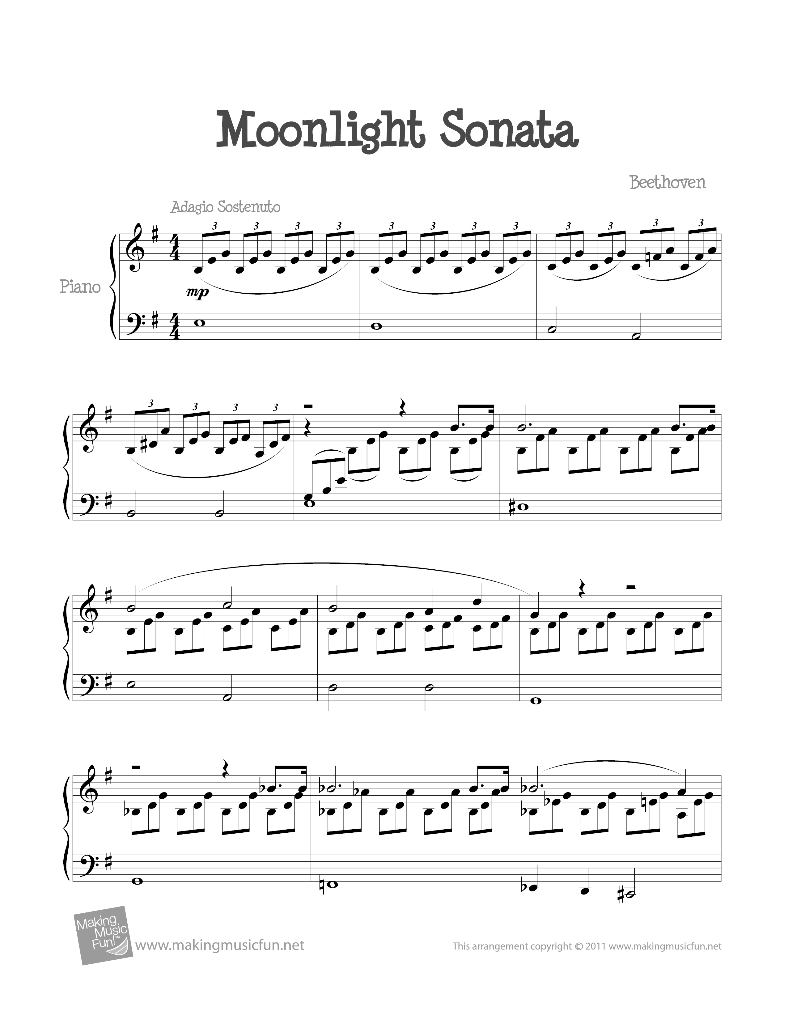 Moonlight Sonata Op.27 No.2 Mov 1 Score