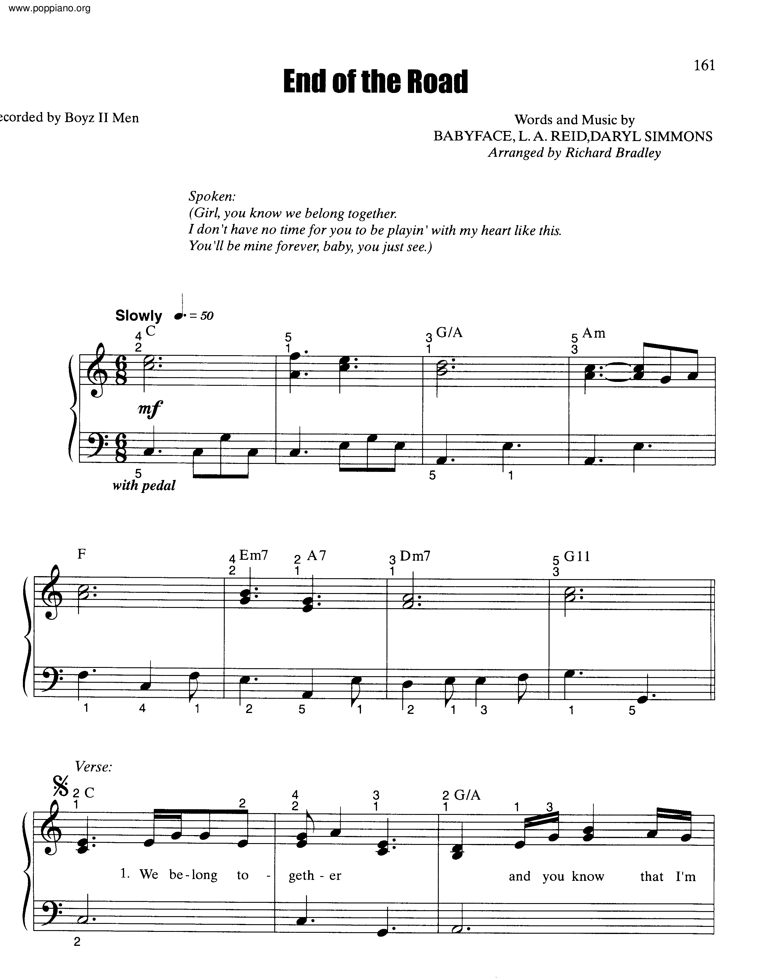 End Of The Road Score