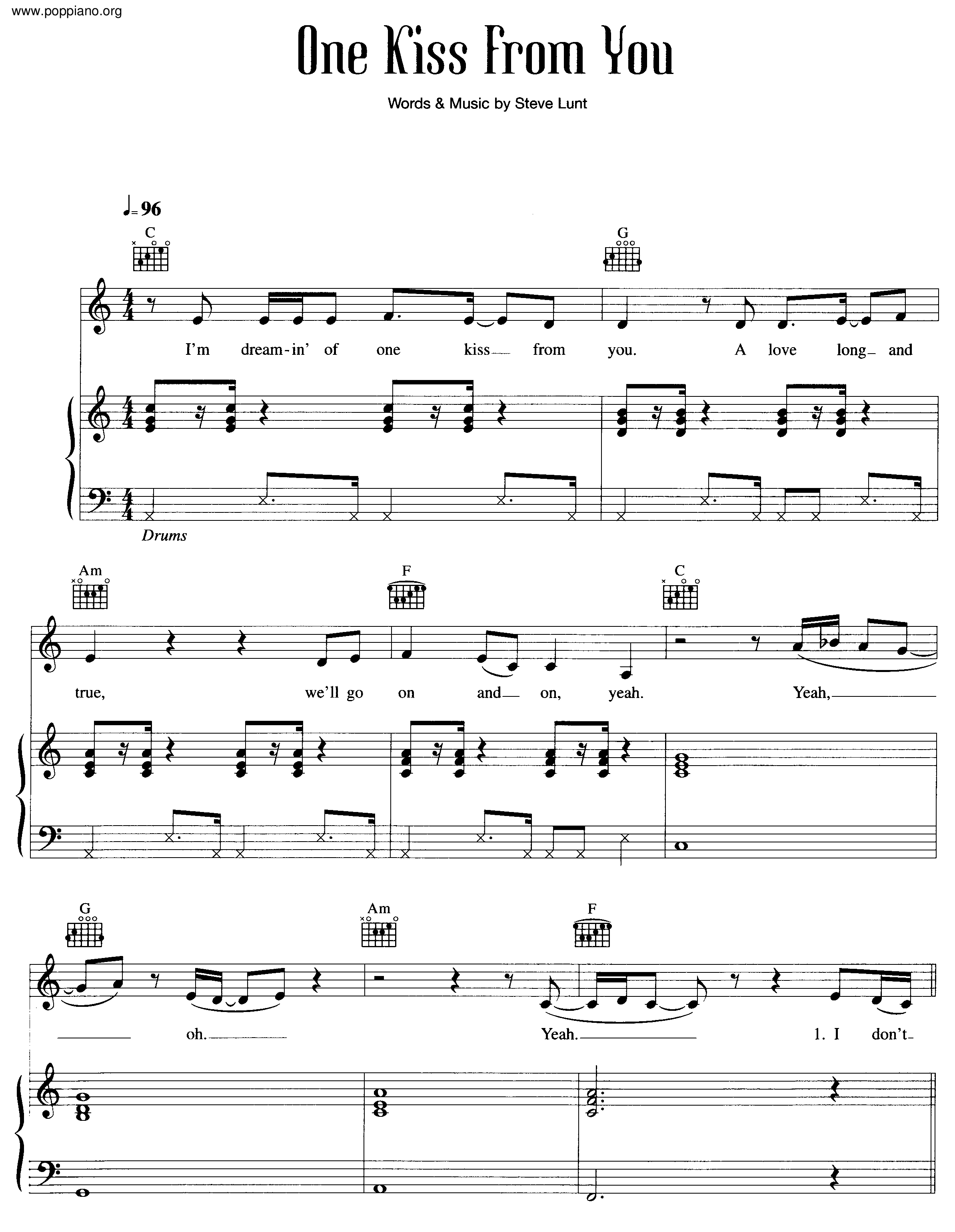 One Kiss From You Score