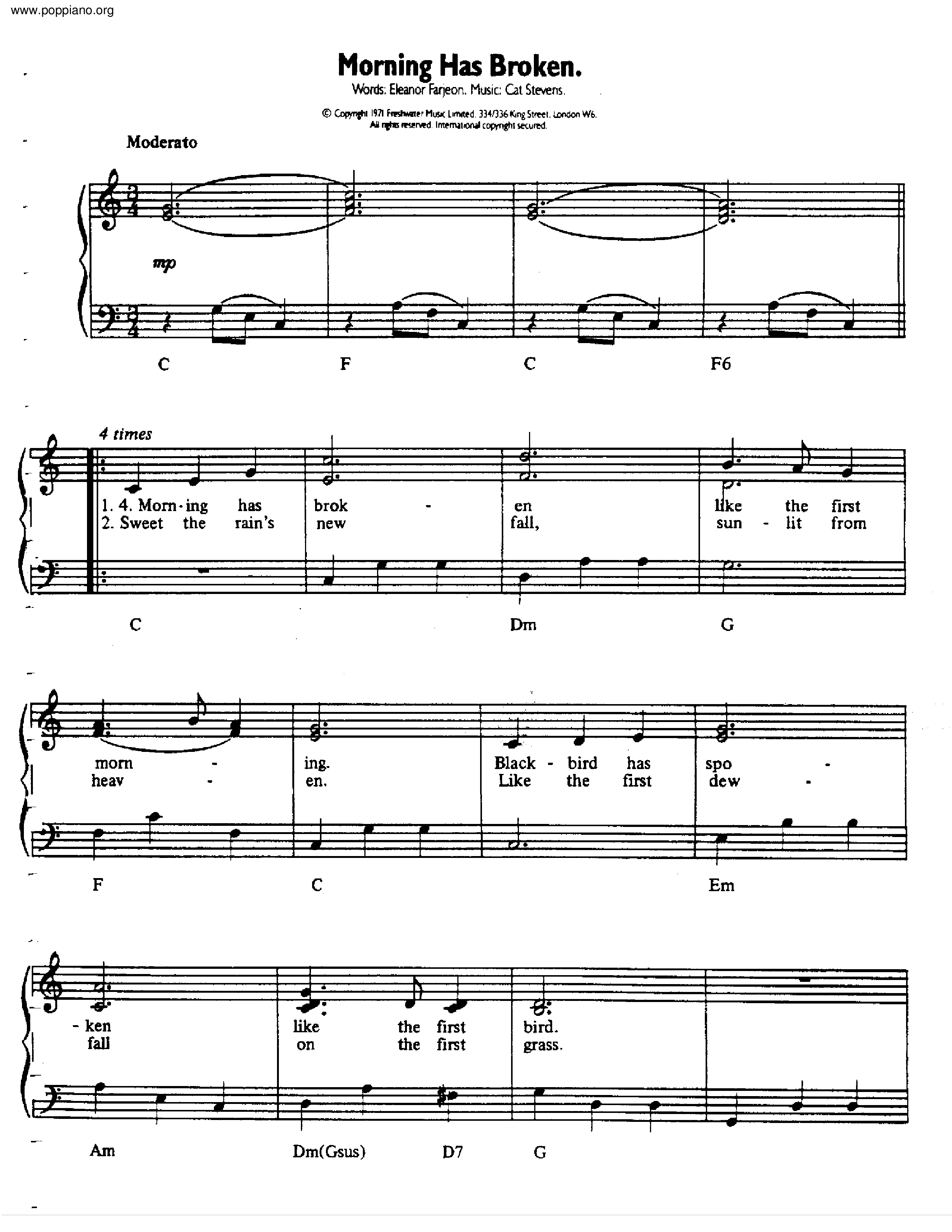 Morning Has Broken Score