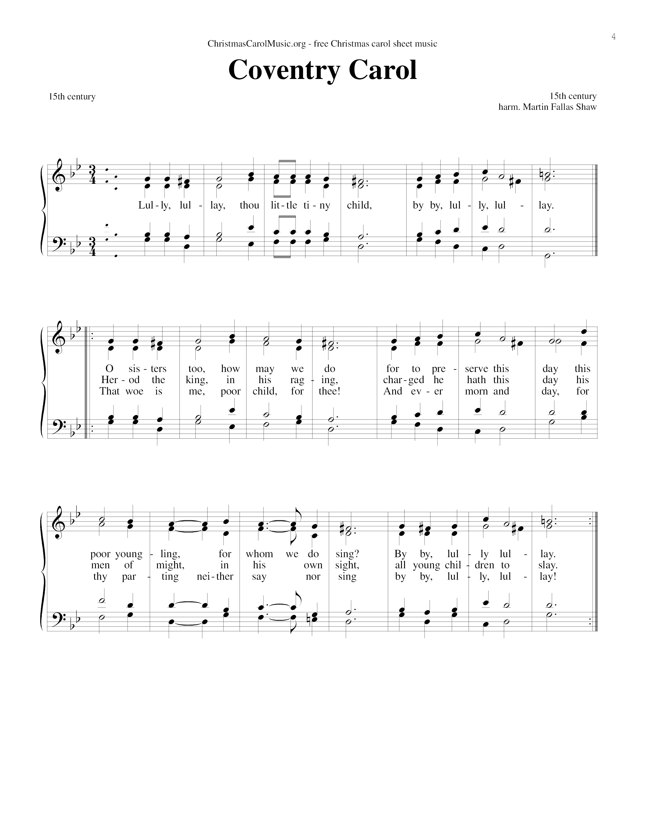 Coventry Carol Score