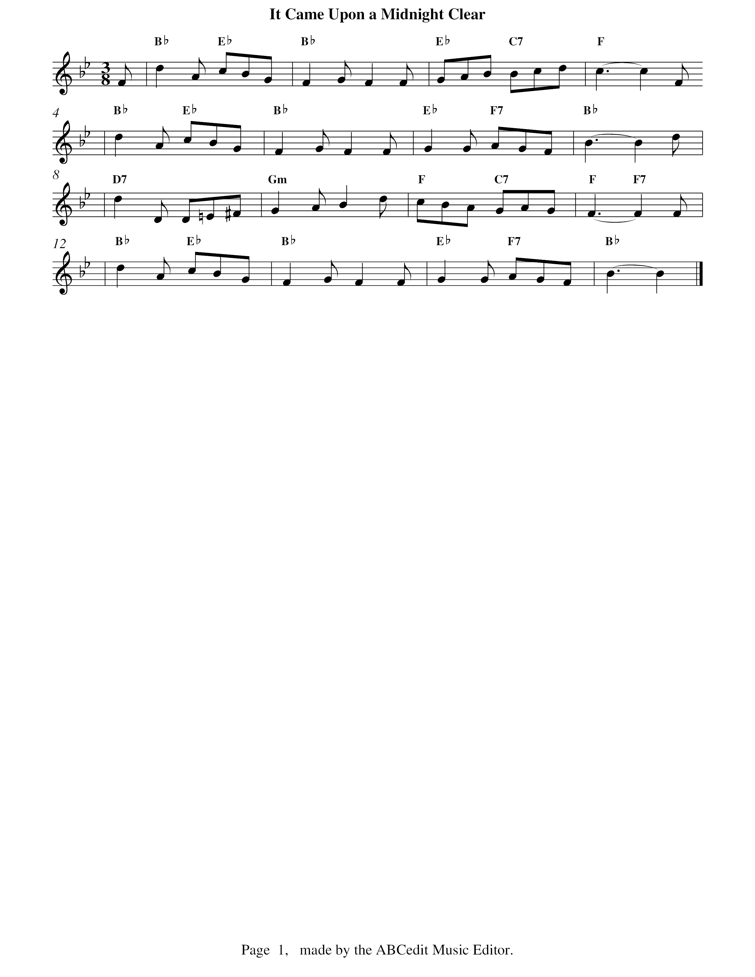 It Came Upon A Midnight Clear (easy) Score