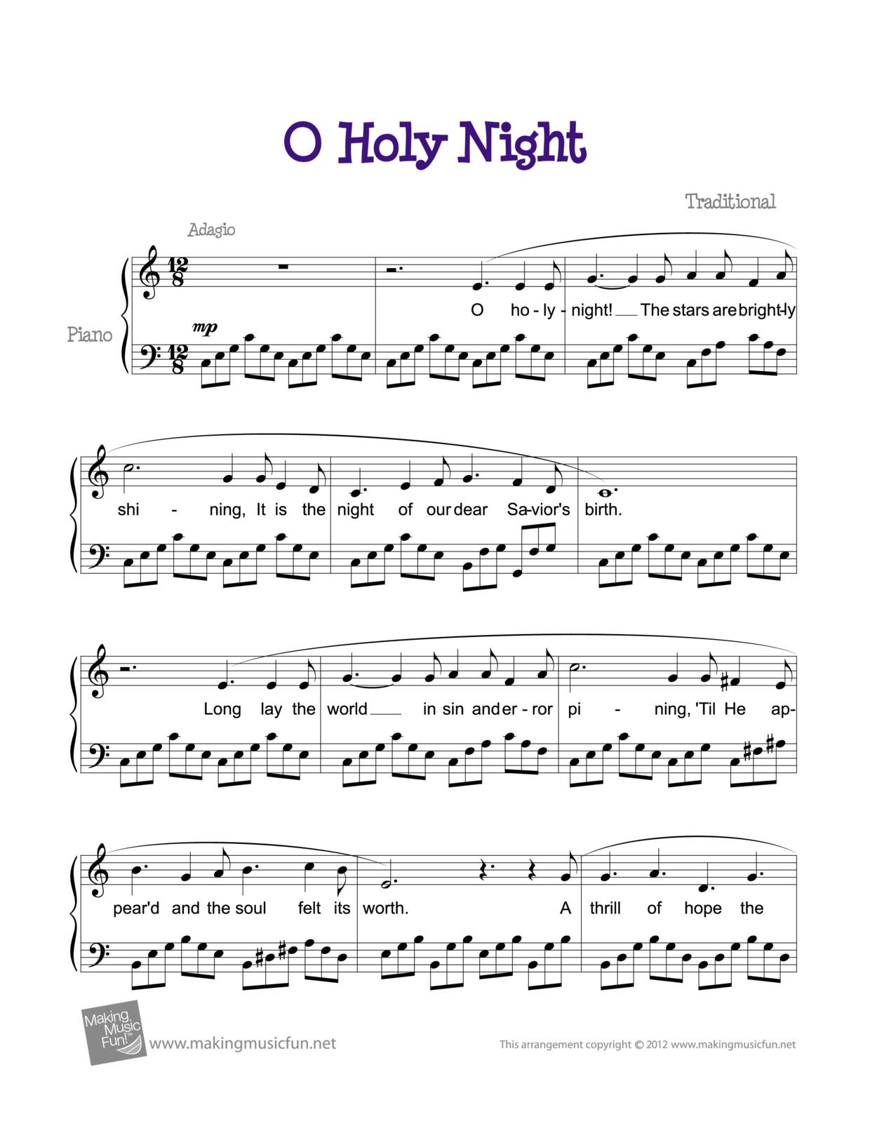 O Holy Night琴譜