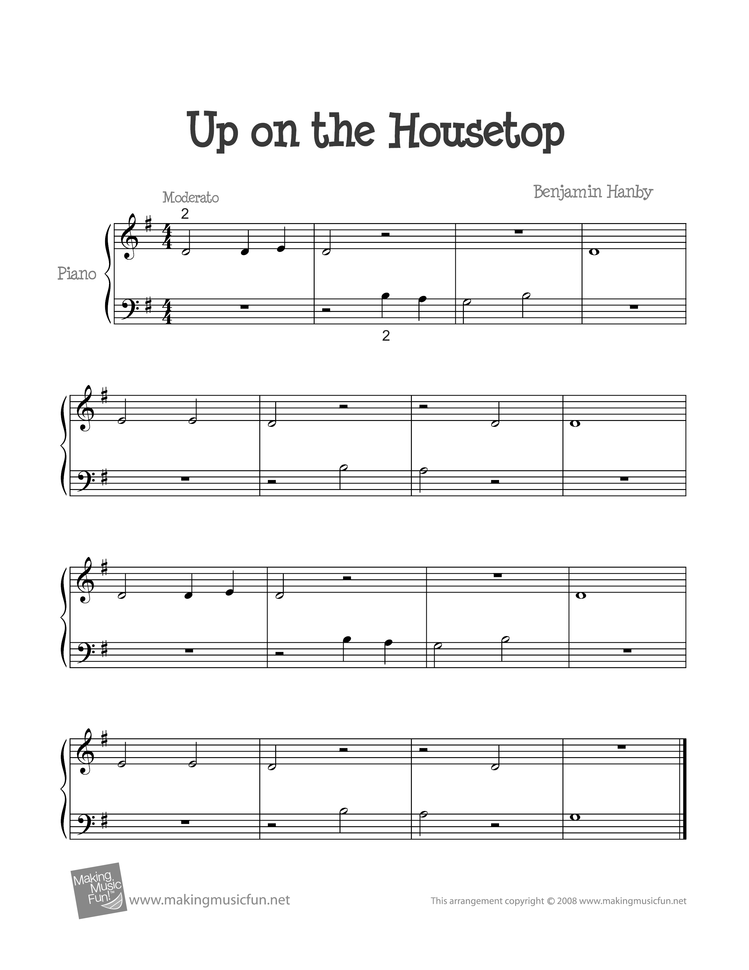 Up on the Housetop琴谱