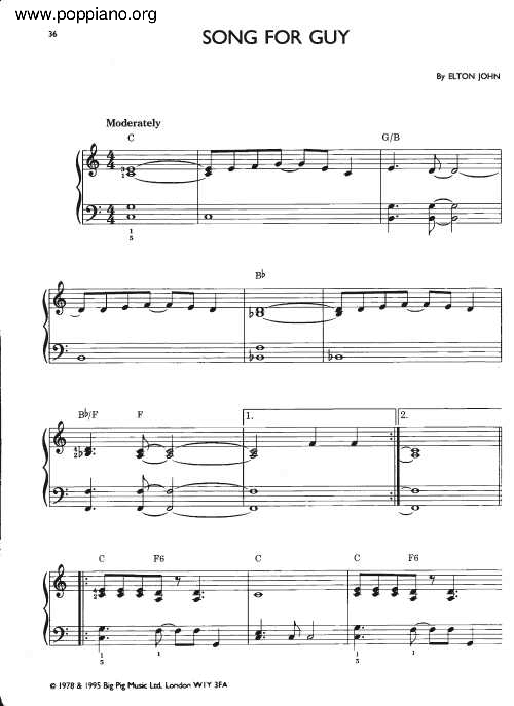 Song For Guy Score