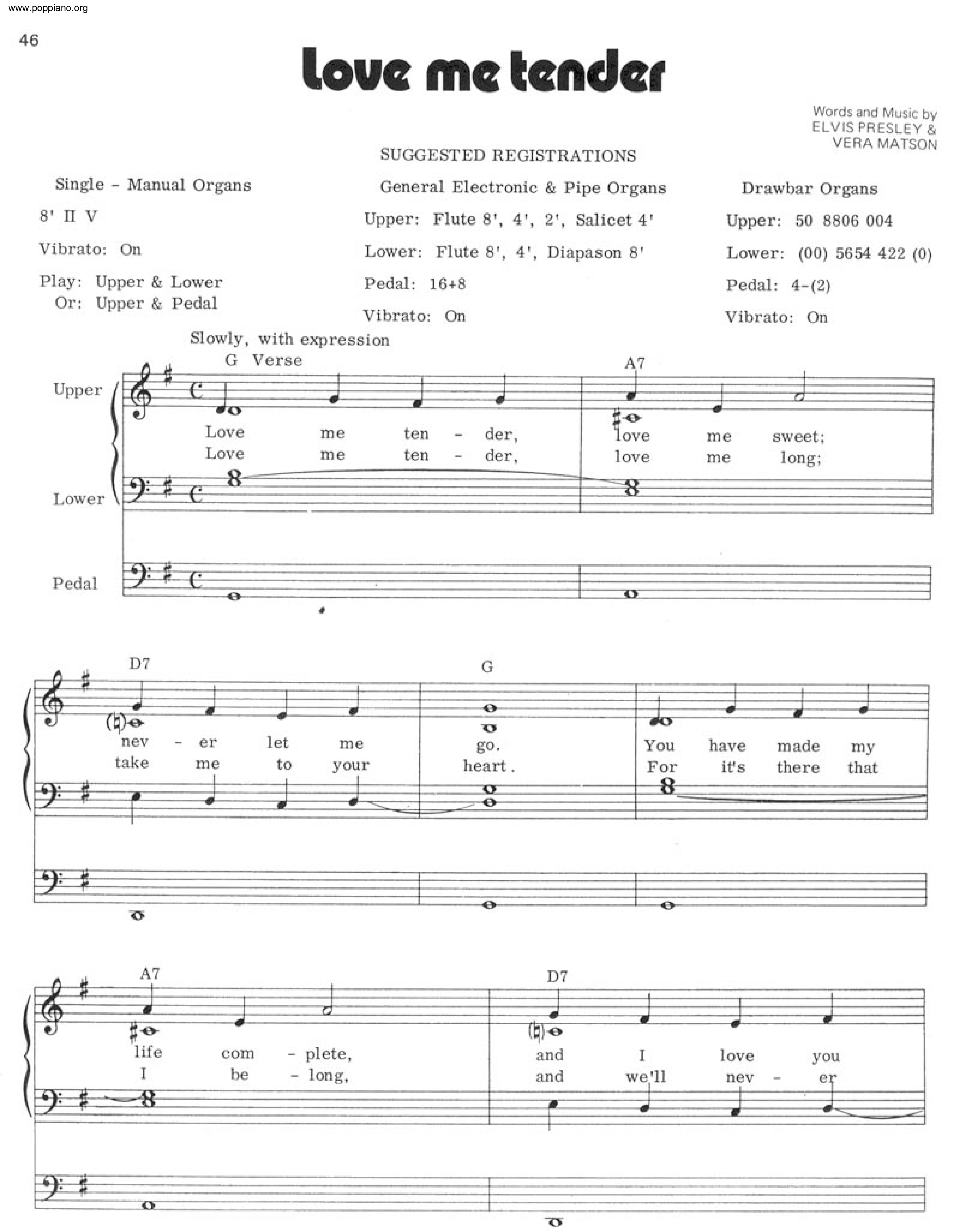 Love Me Tender Score