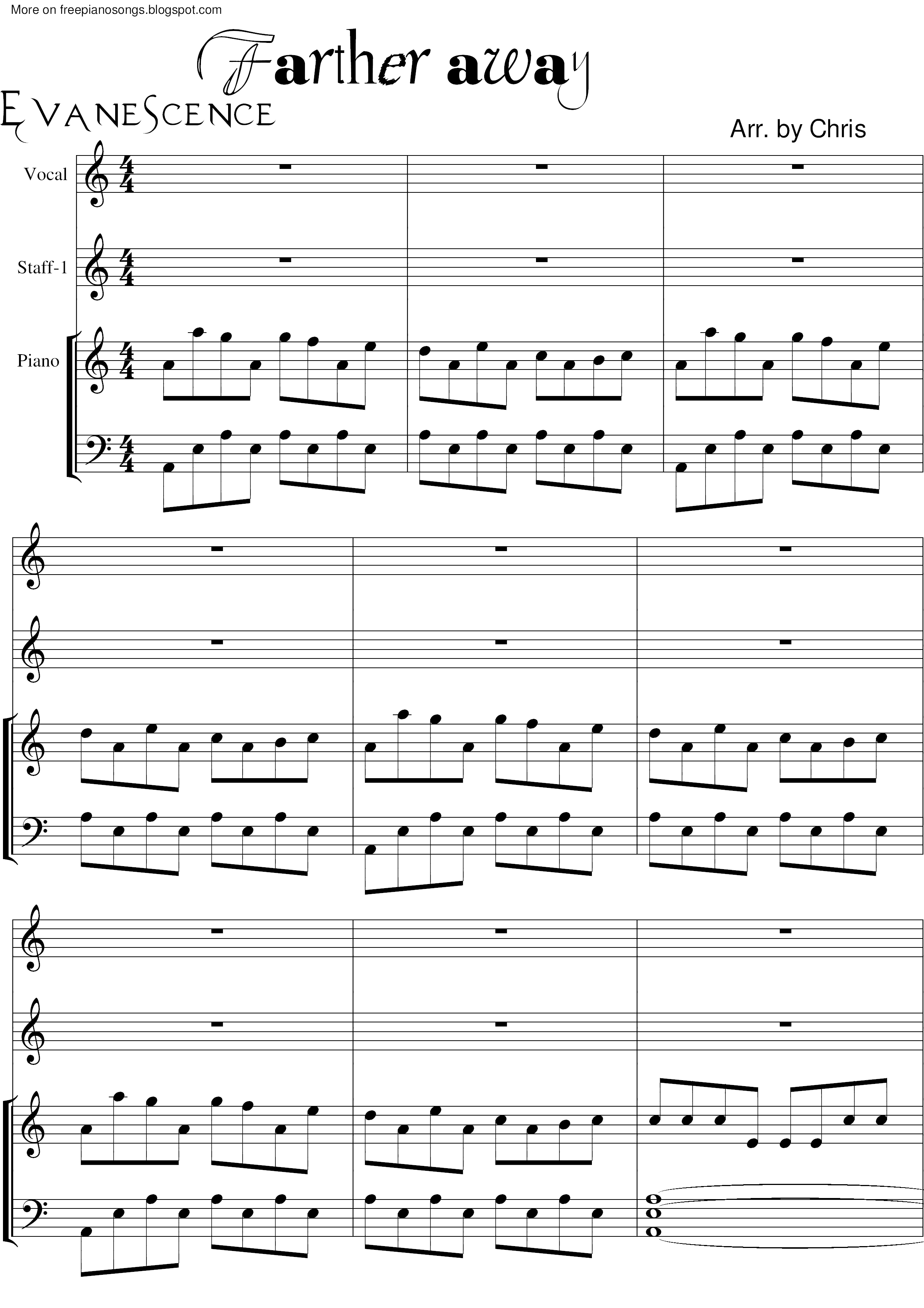 Farther Away Score