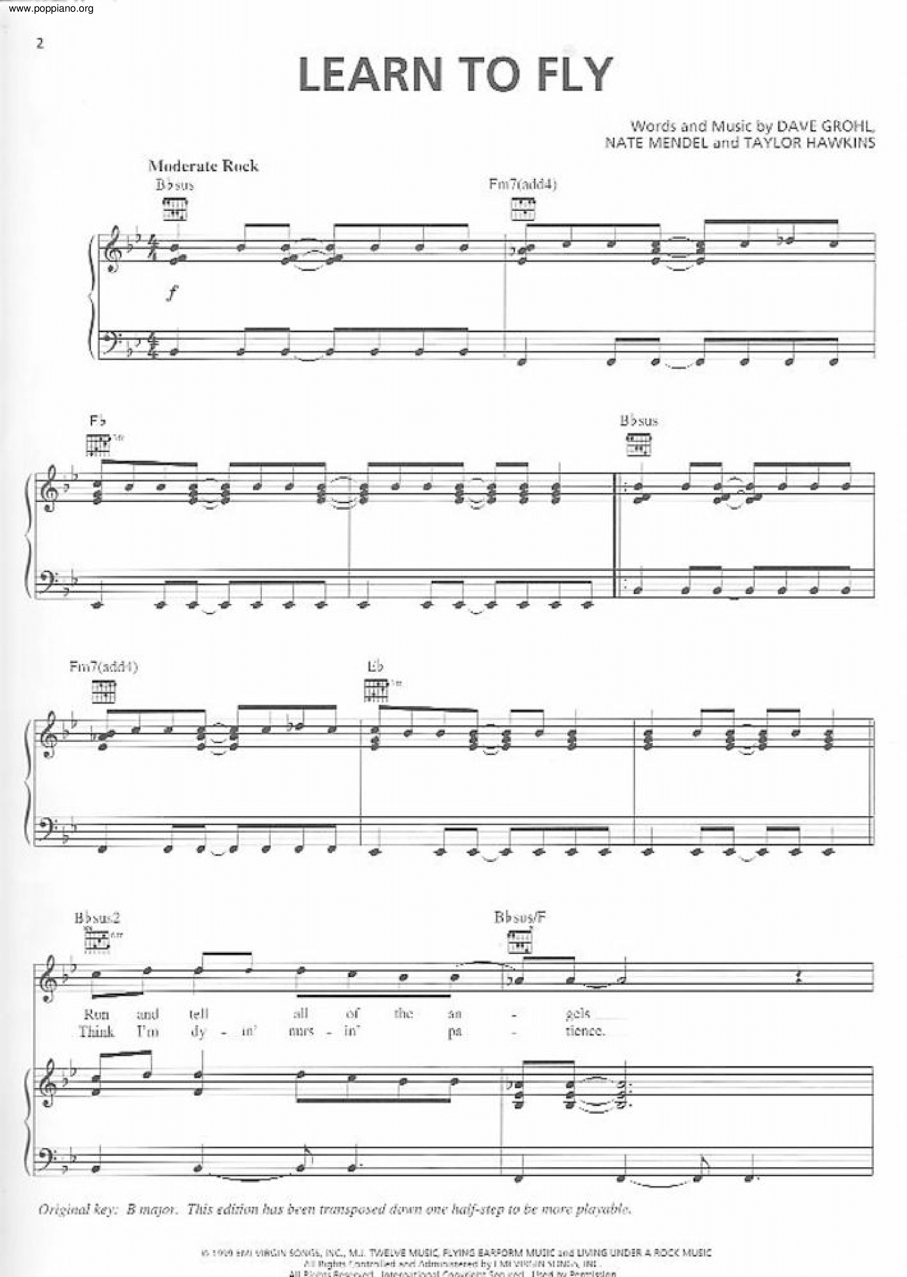 ☆ Foo Fighters-Learn To Fly Sheet Music pdf, - Free Score Download ☆