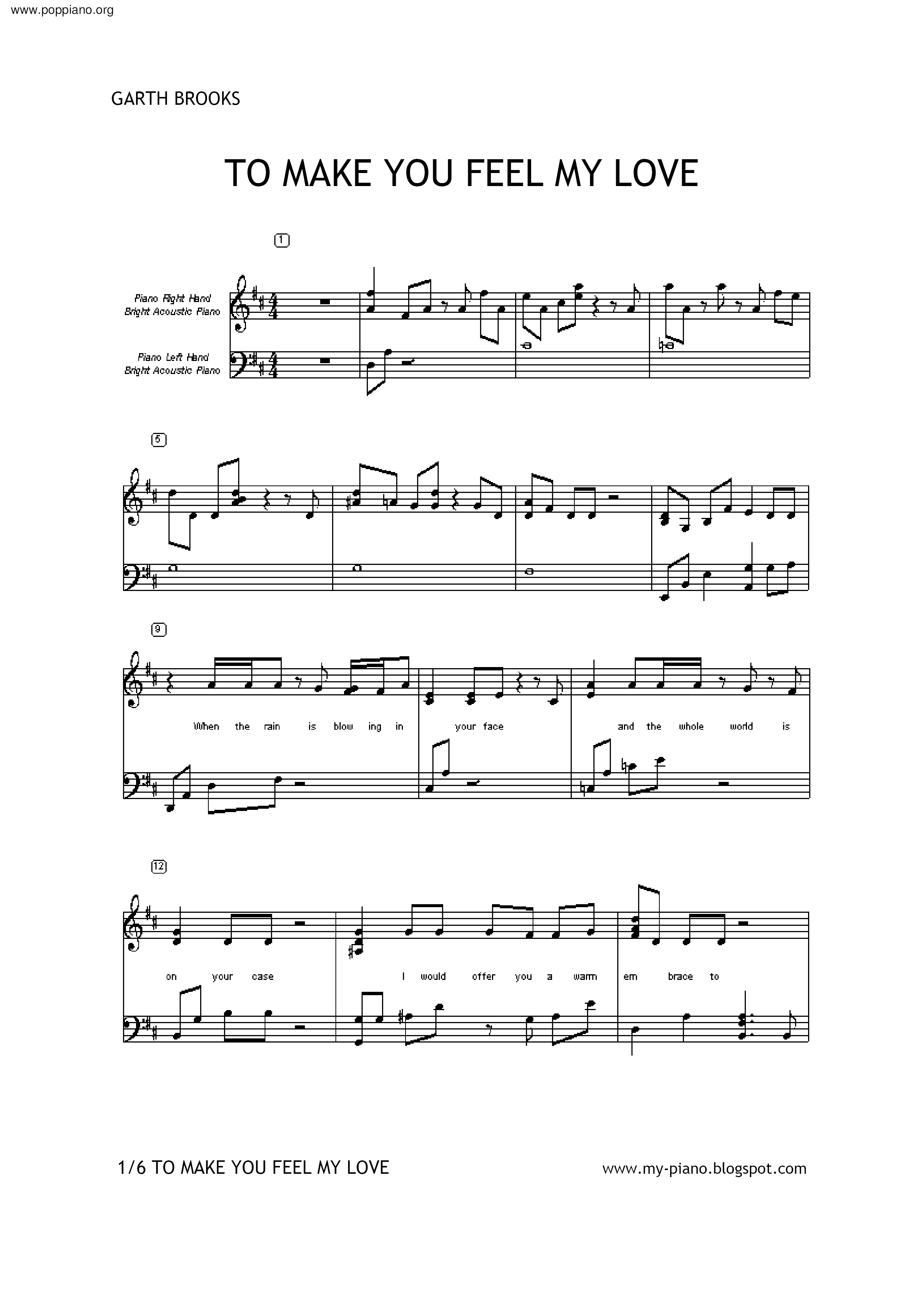 To Make You Feel My Love Score