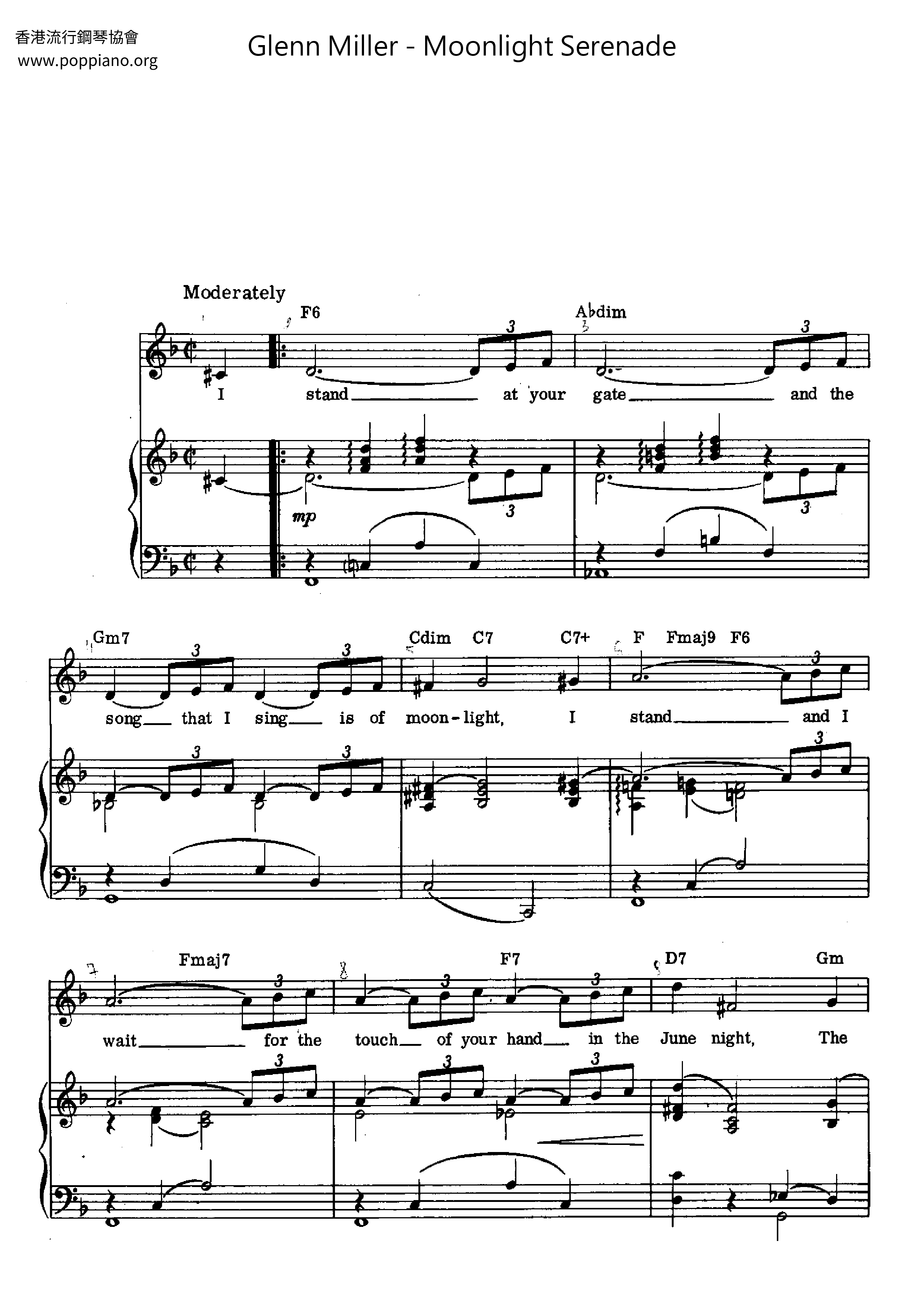 Moonlight Serenade Score