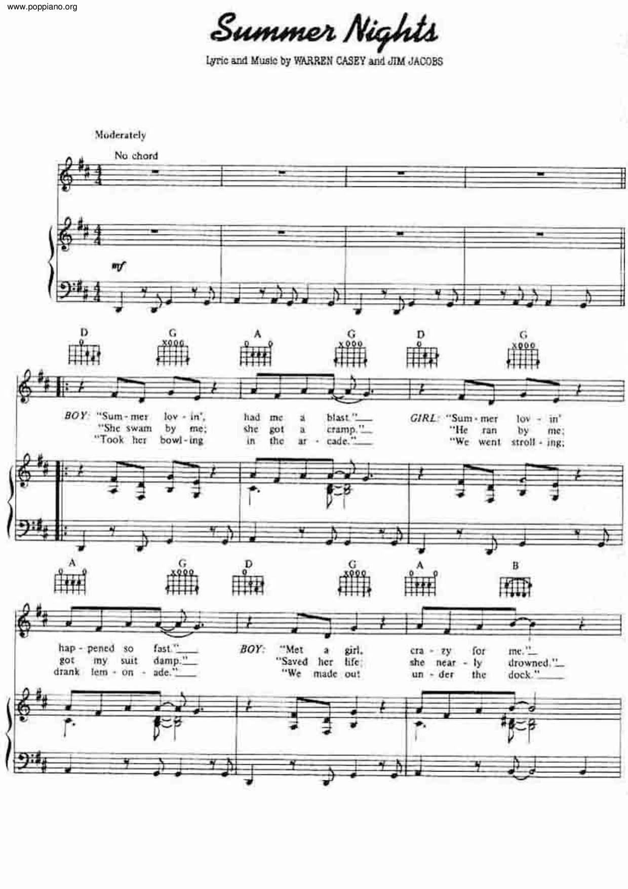 Summer Nights - From "Grease" Score