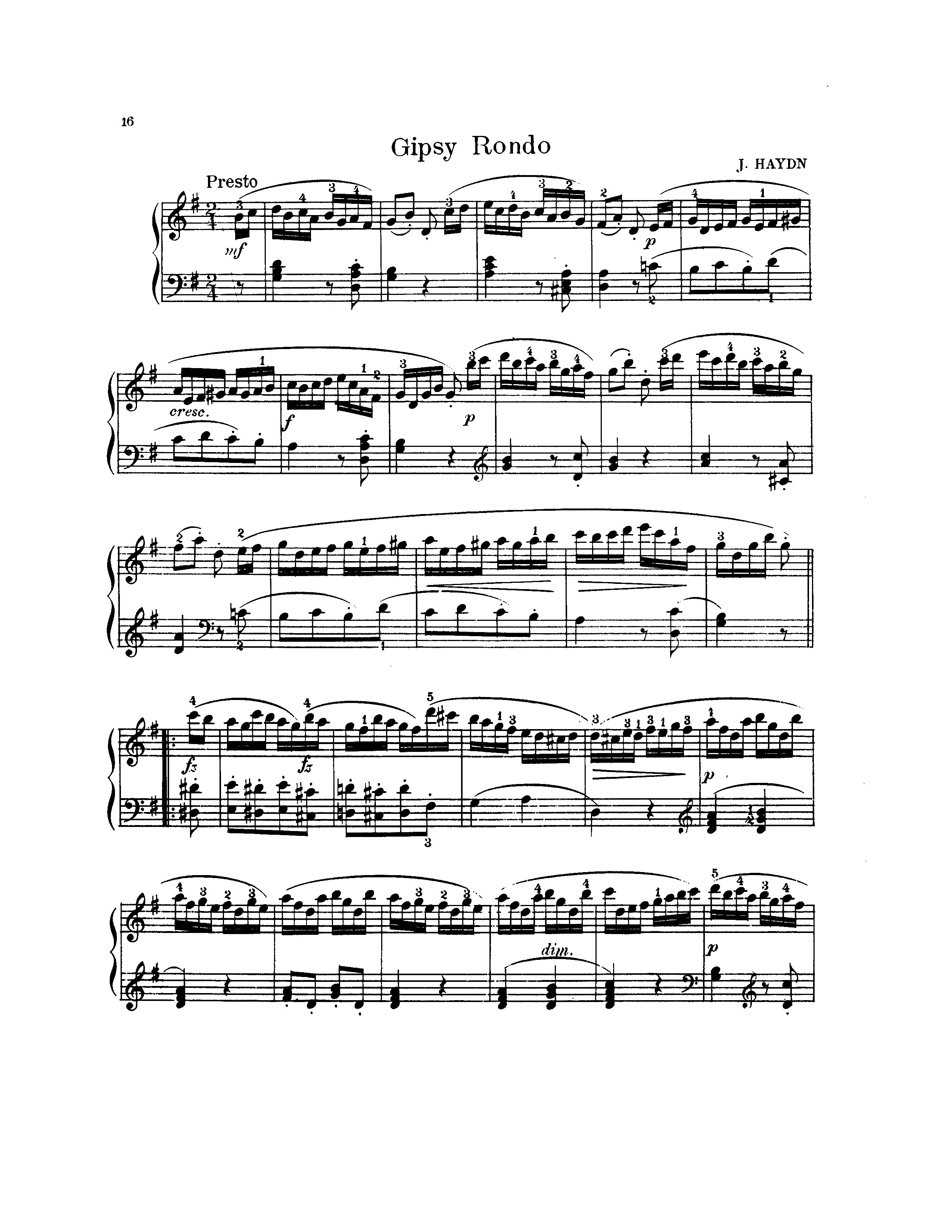 Gypsy Rondo in G major Score