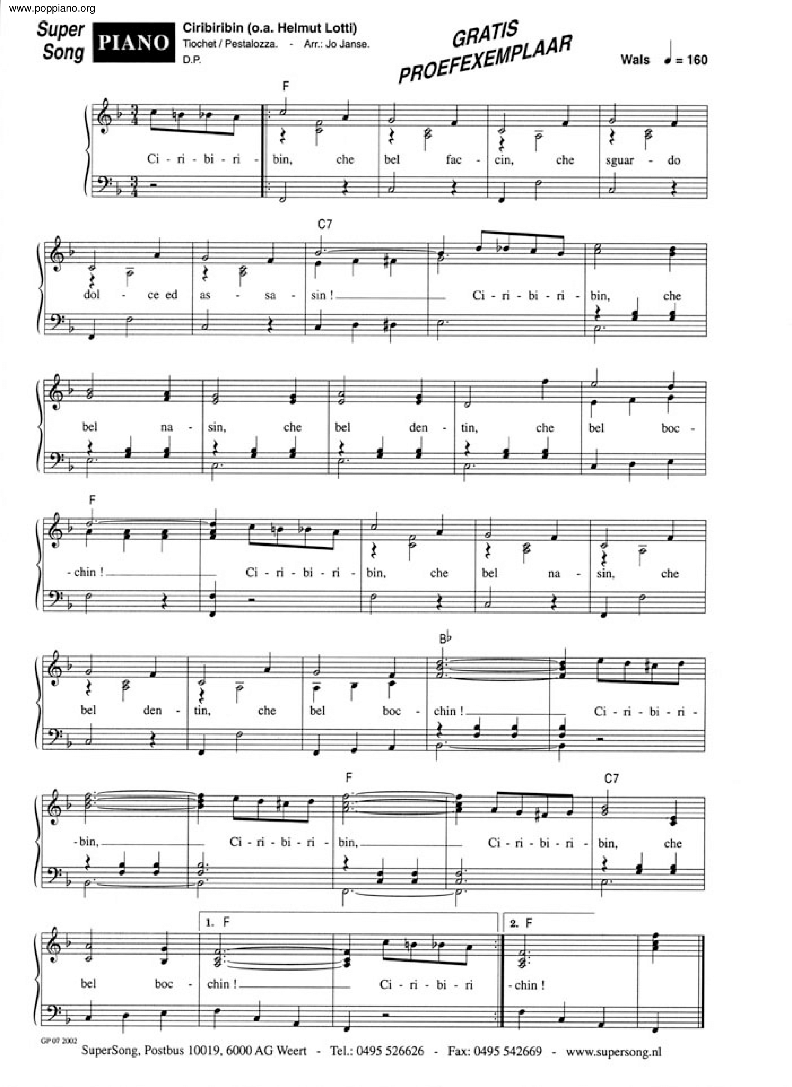 Ciribiribin Score