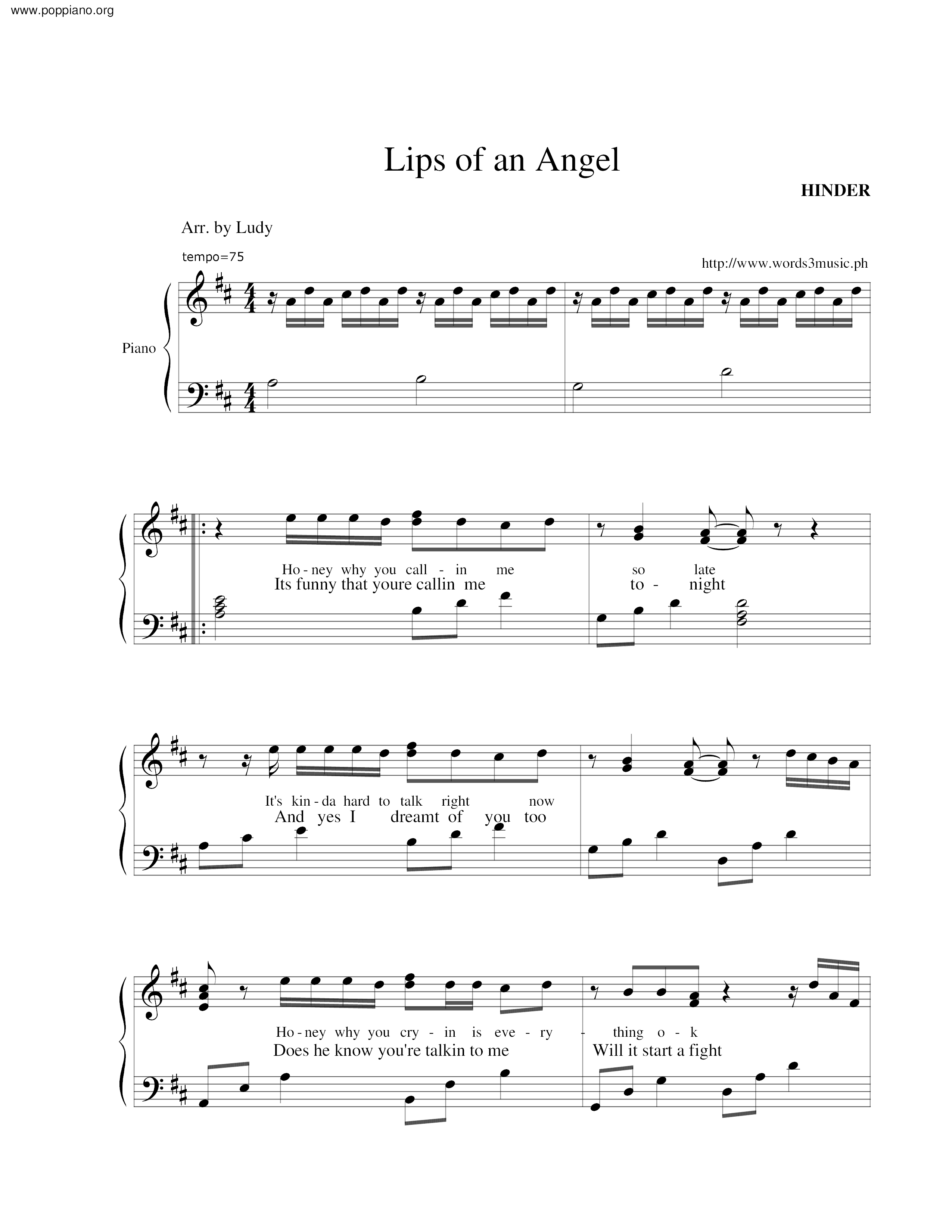 Lips Of An Angelピアノ譜
