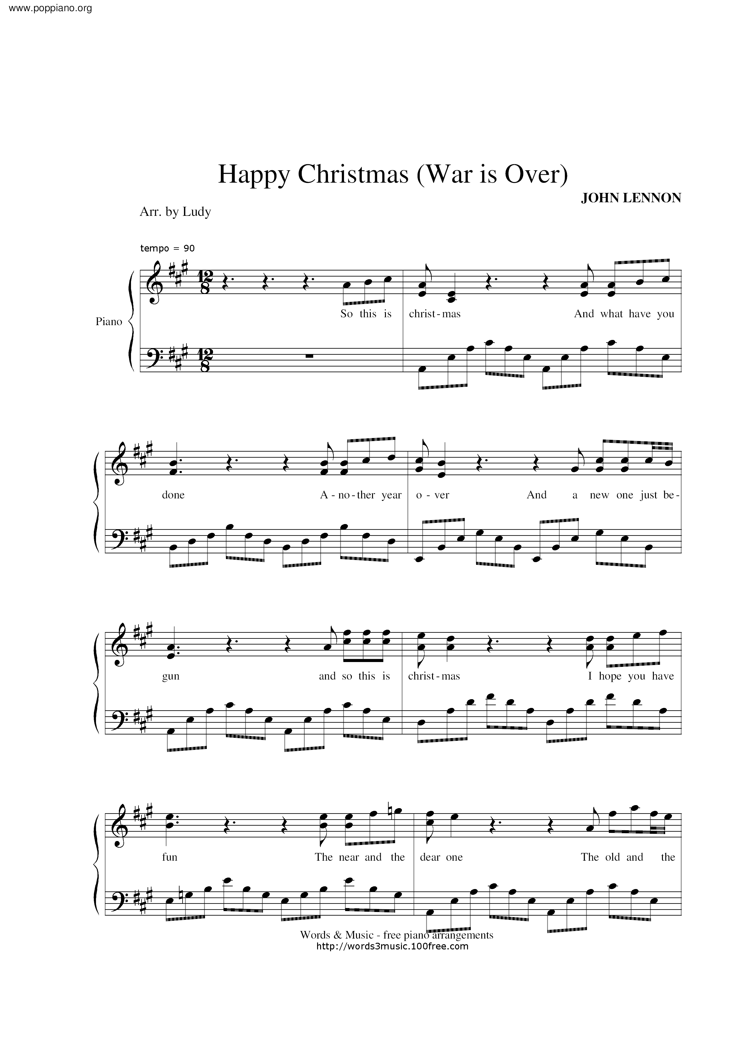 Happy Christmasピアノ譜