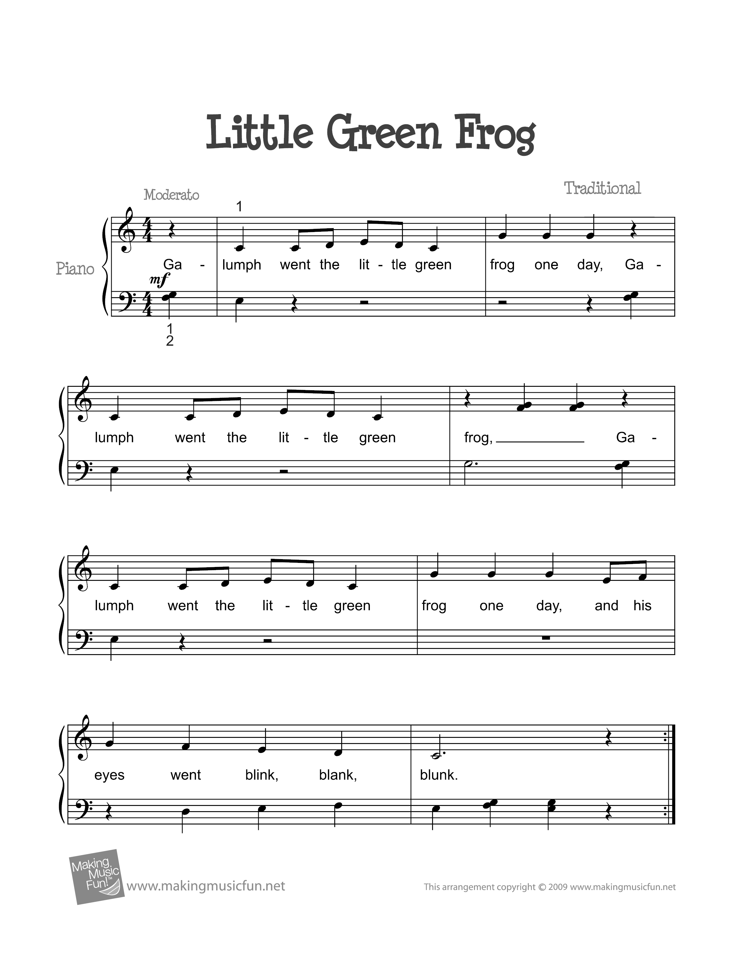 Little Green Frog (Galumph)琴谱