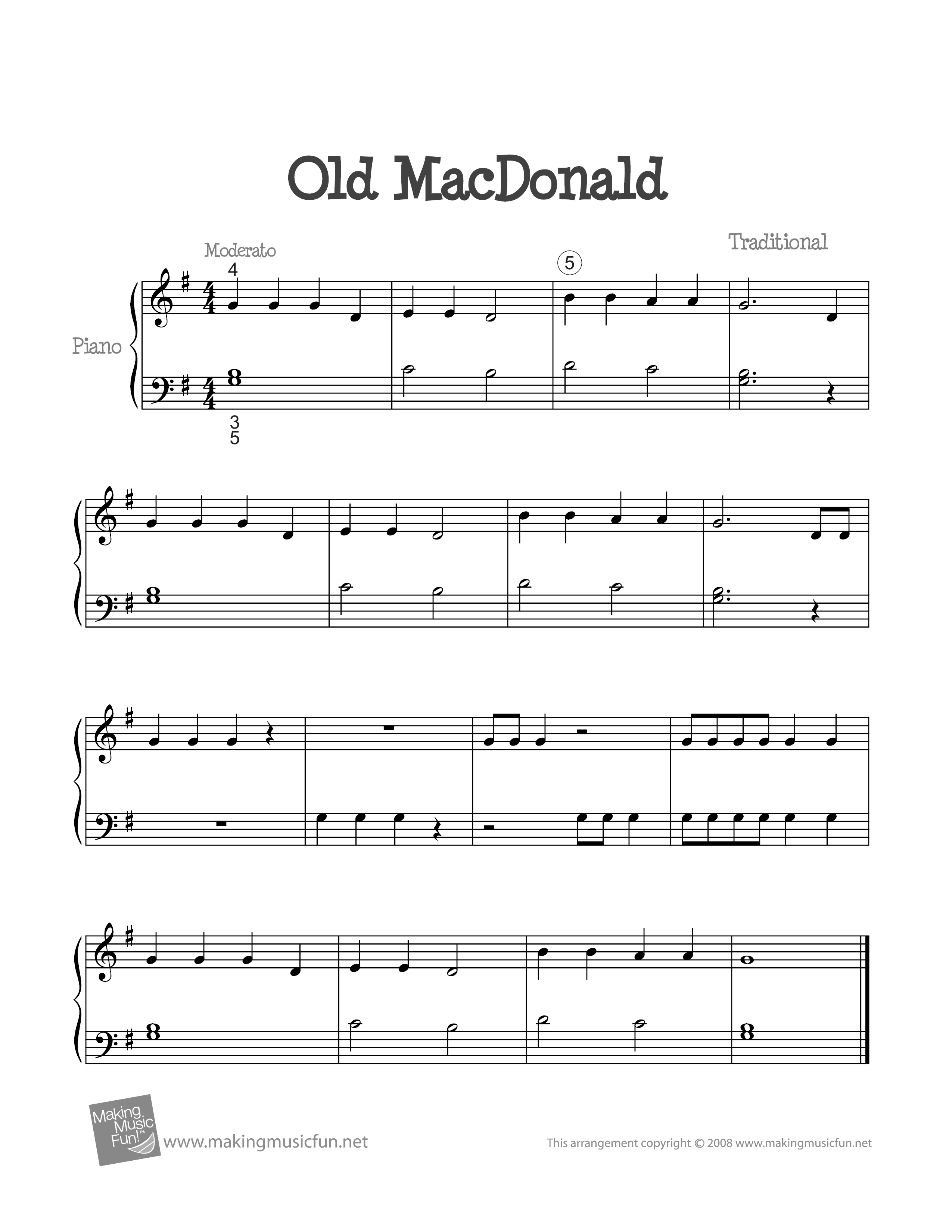 Old MacDonald琴譜