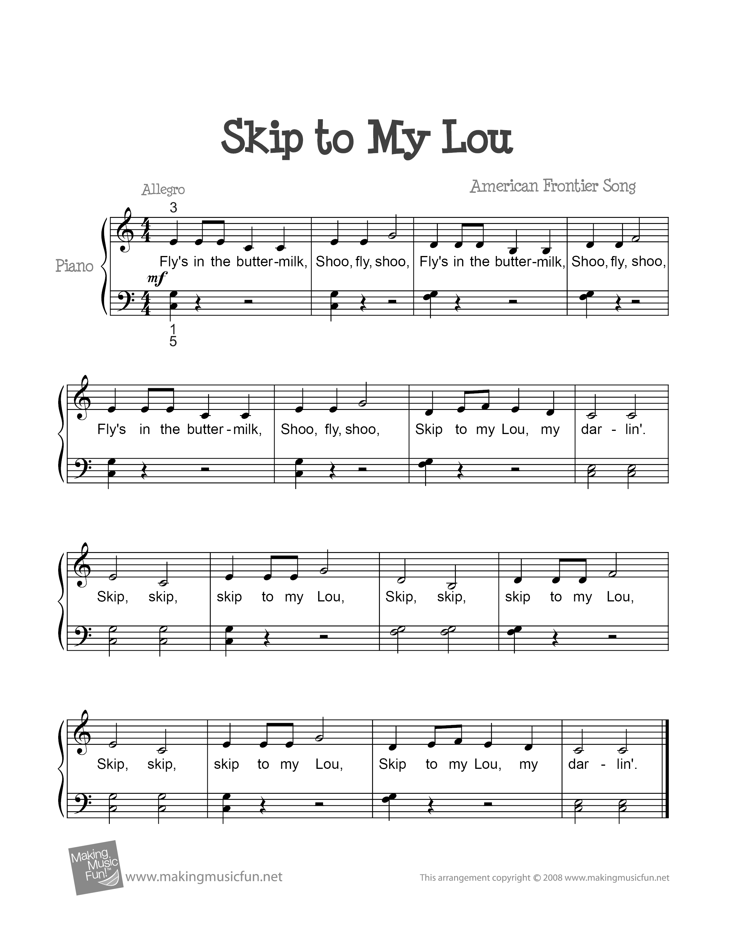 Skip to My Lou琴谱