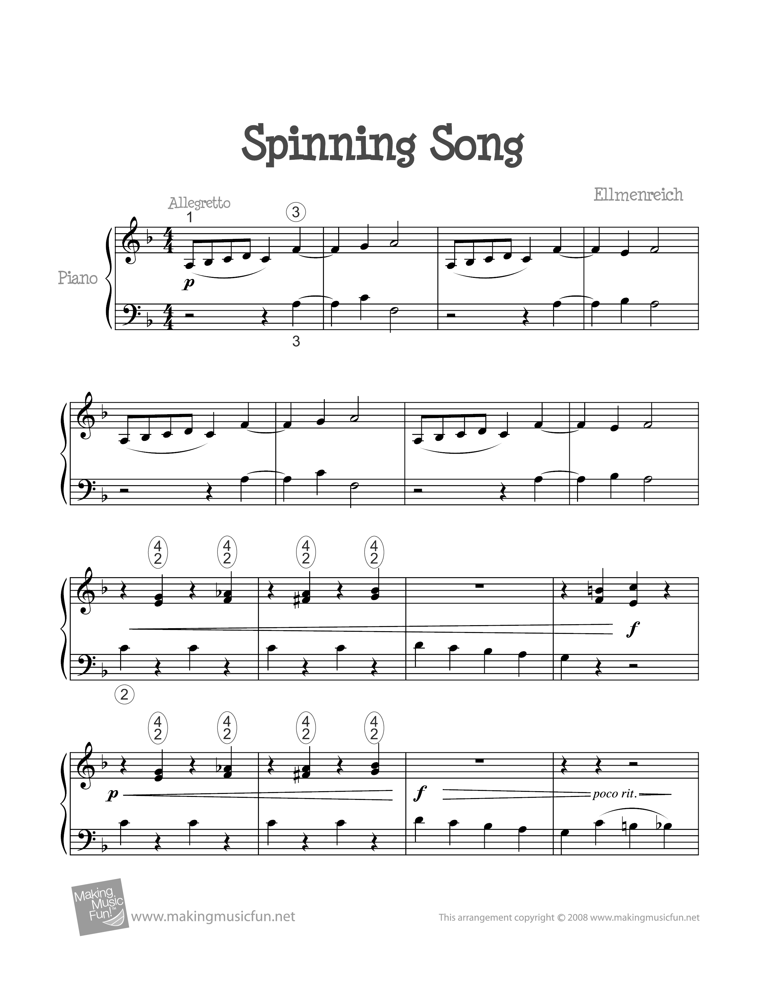 Spinning Song琴谱
