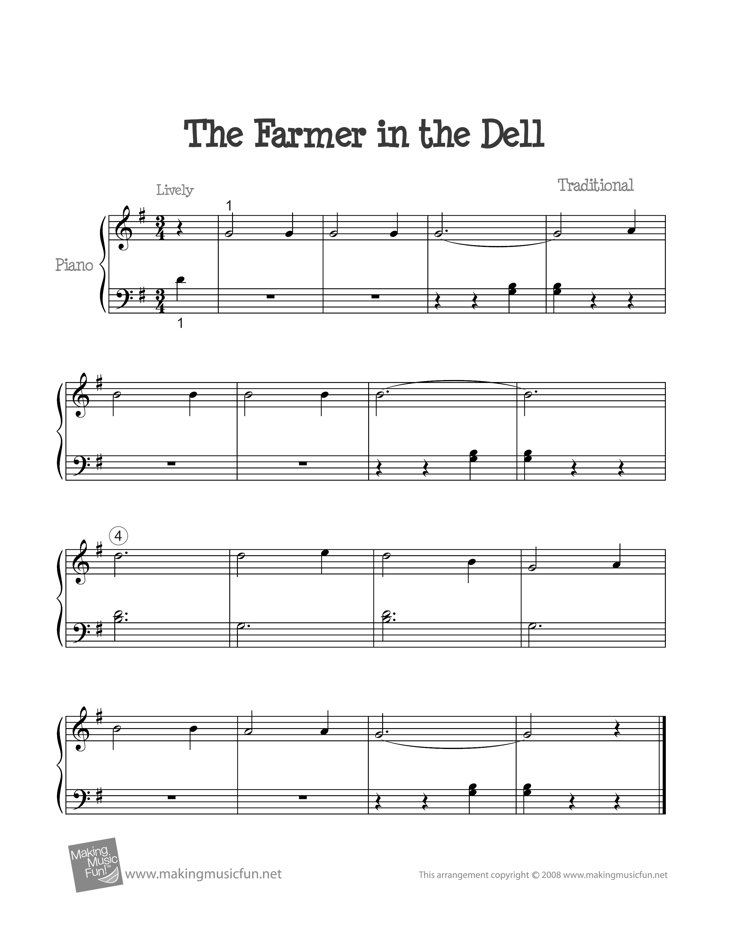 The Farmer In The Dell琴譜
