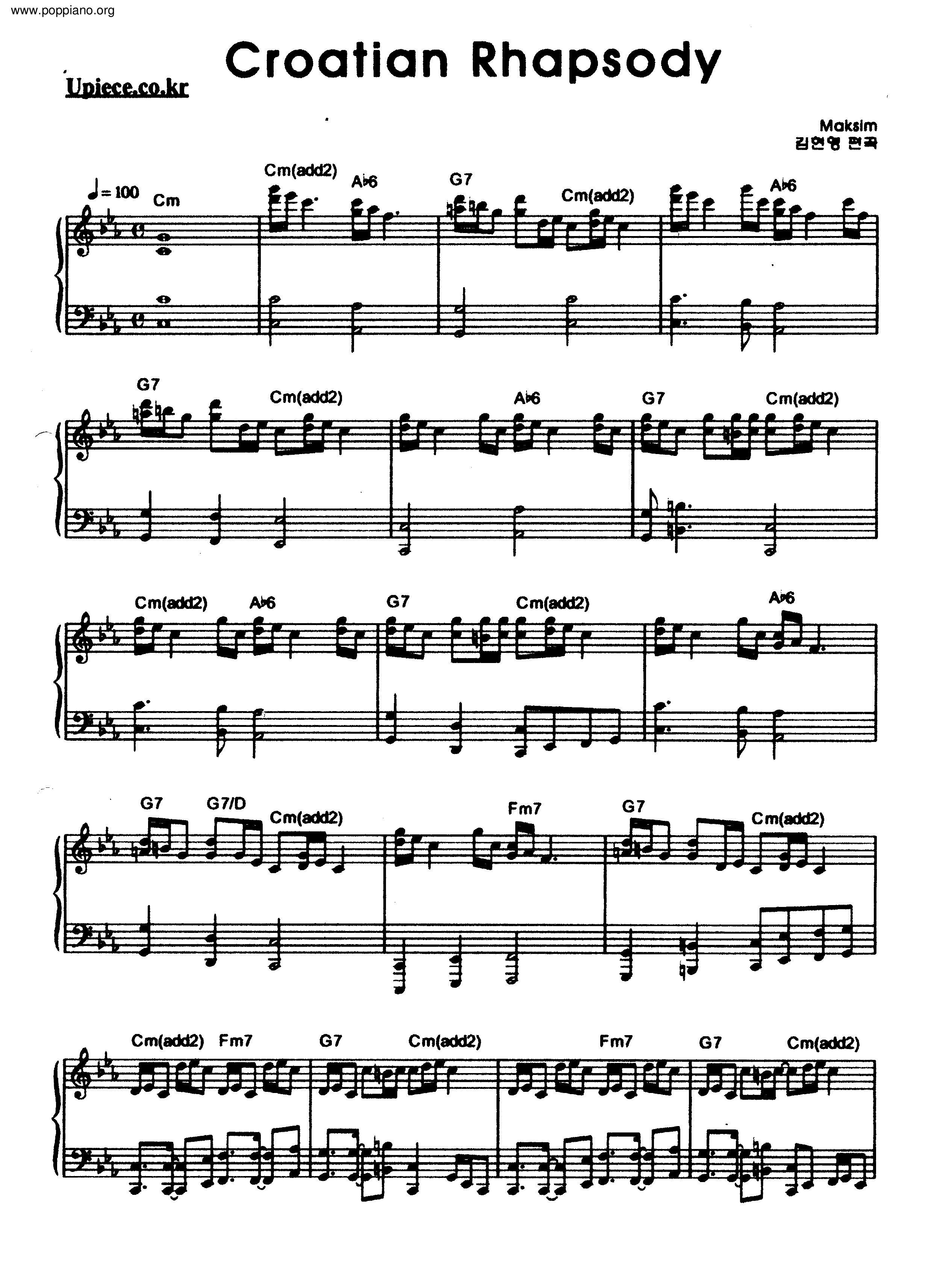 Croatian Rhapsody Score