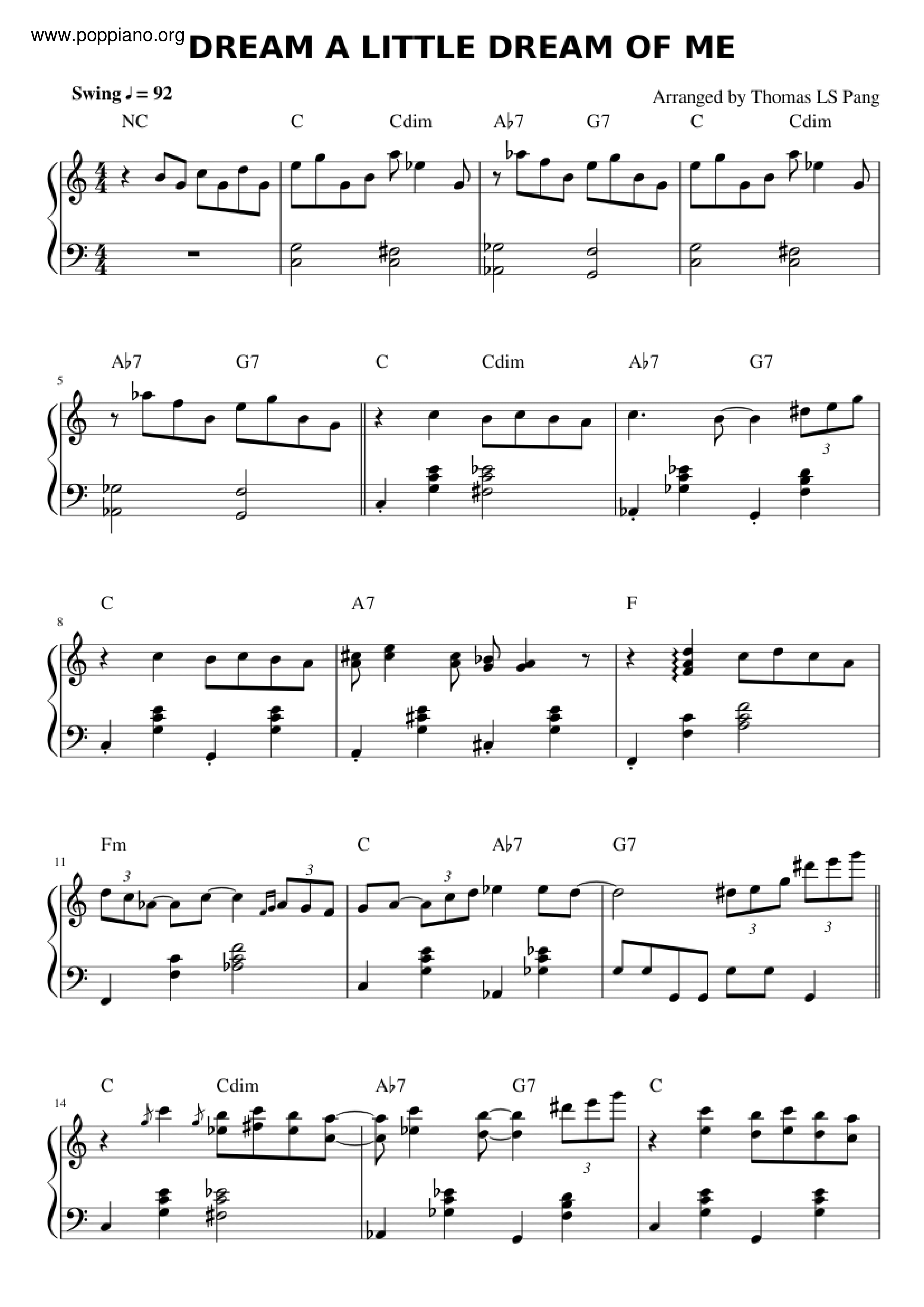 Doris Day Dream A Little Dream Of Me Sheet Music Pdf Free Score 