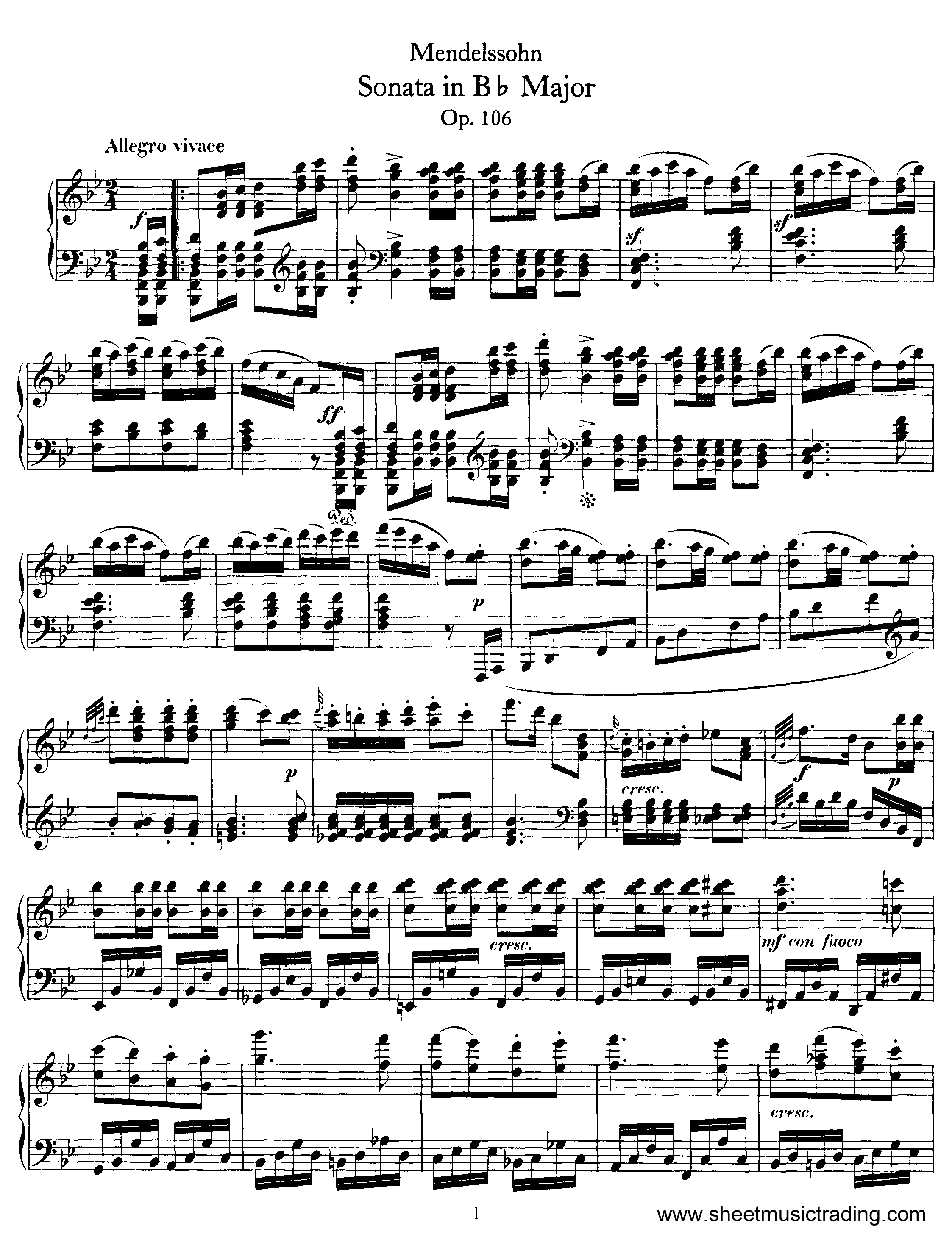 Sonata No.3 in Bb Major, Op.106琴谱