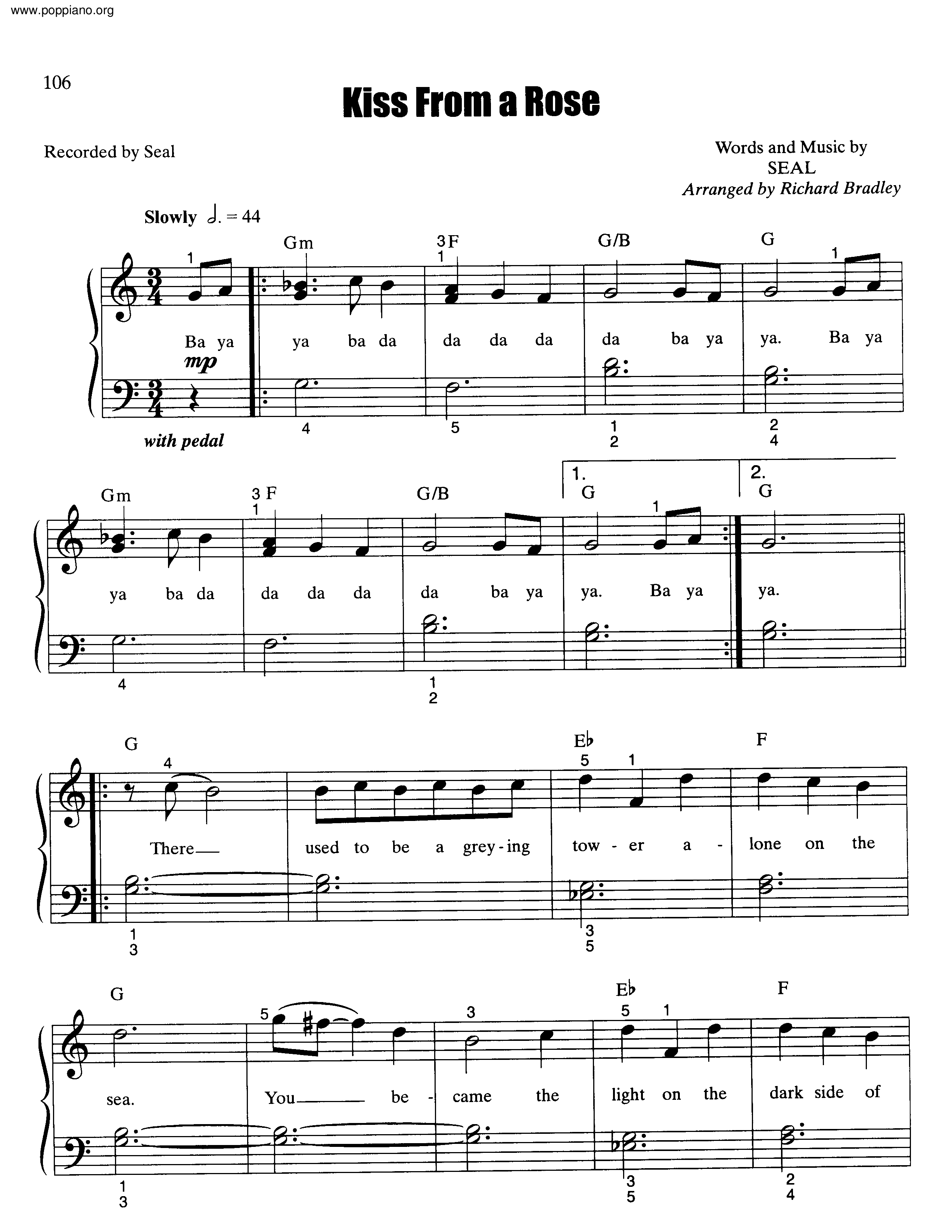 Kiss From A Rose Score