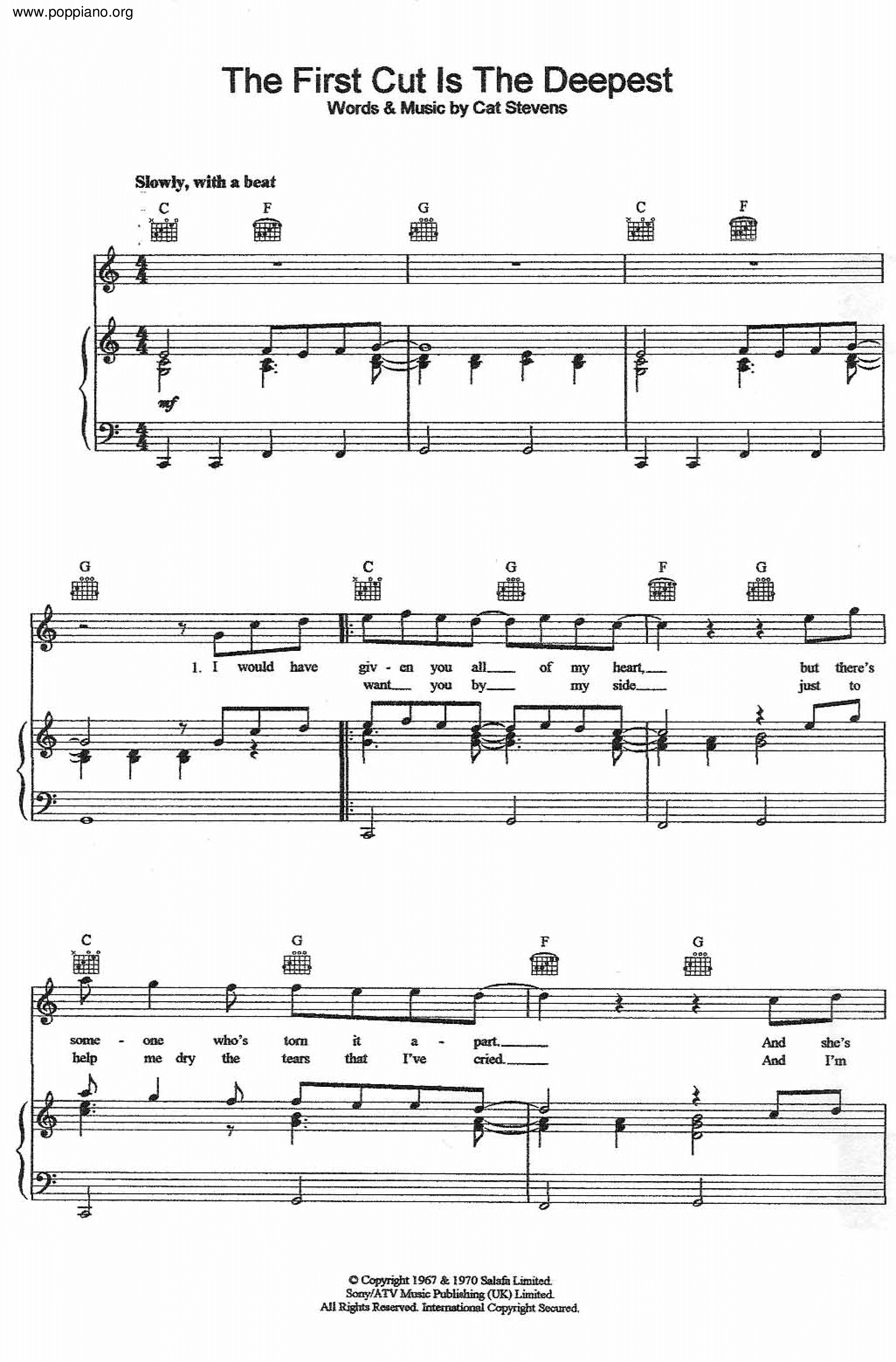 The First Cut Is The Deepest琴譜