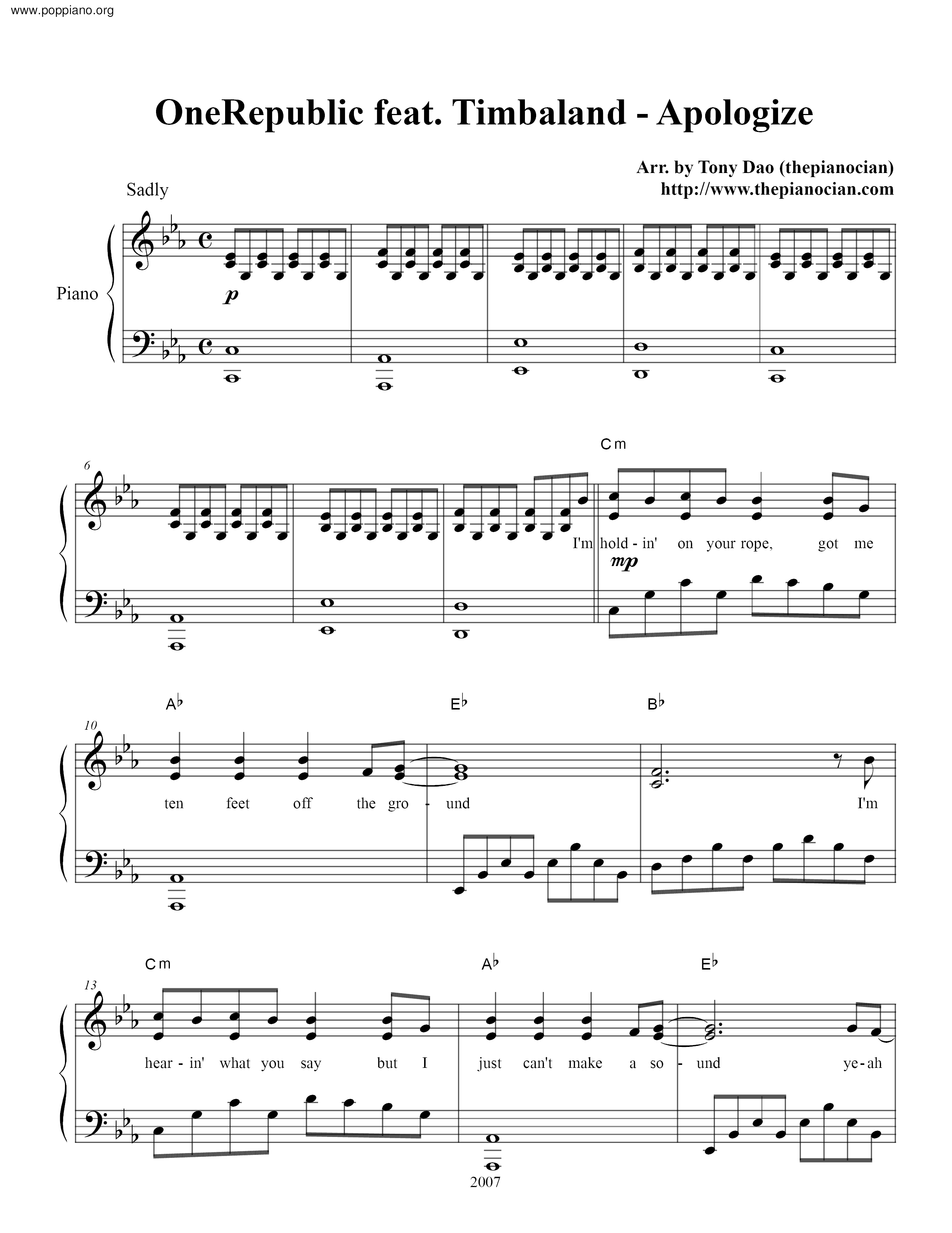 Apologize Score