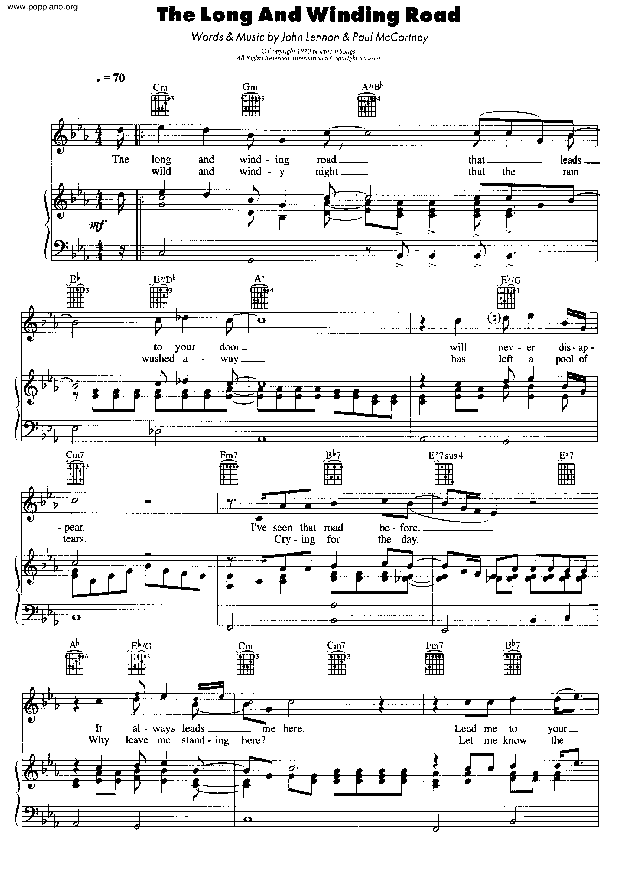 The Long And Winding Road Score