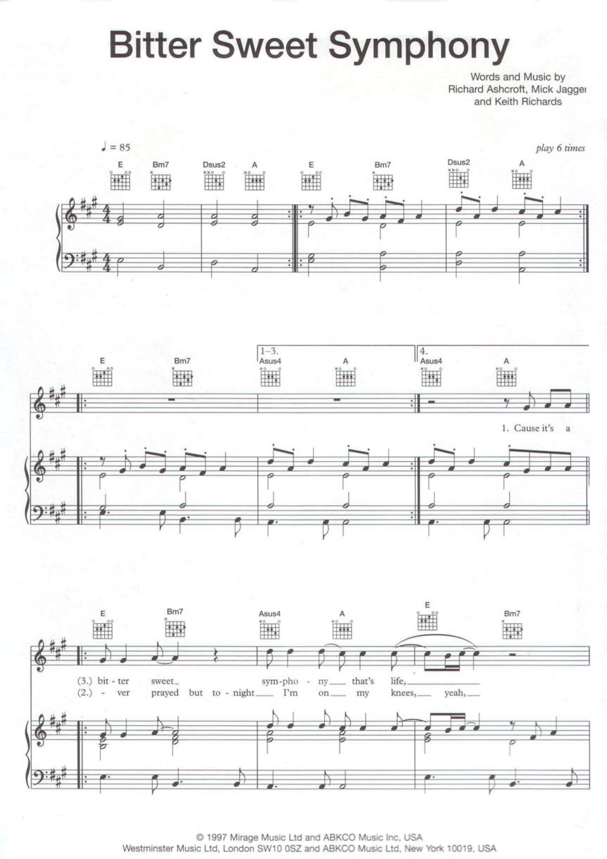Bittersweet Symphony Score