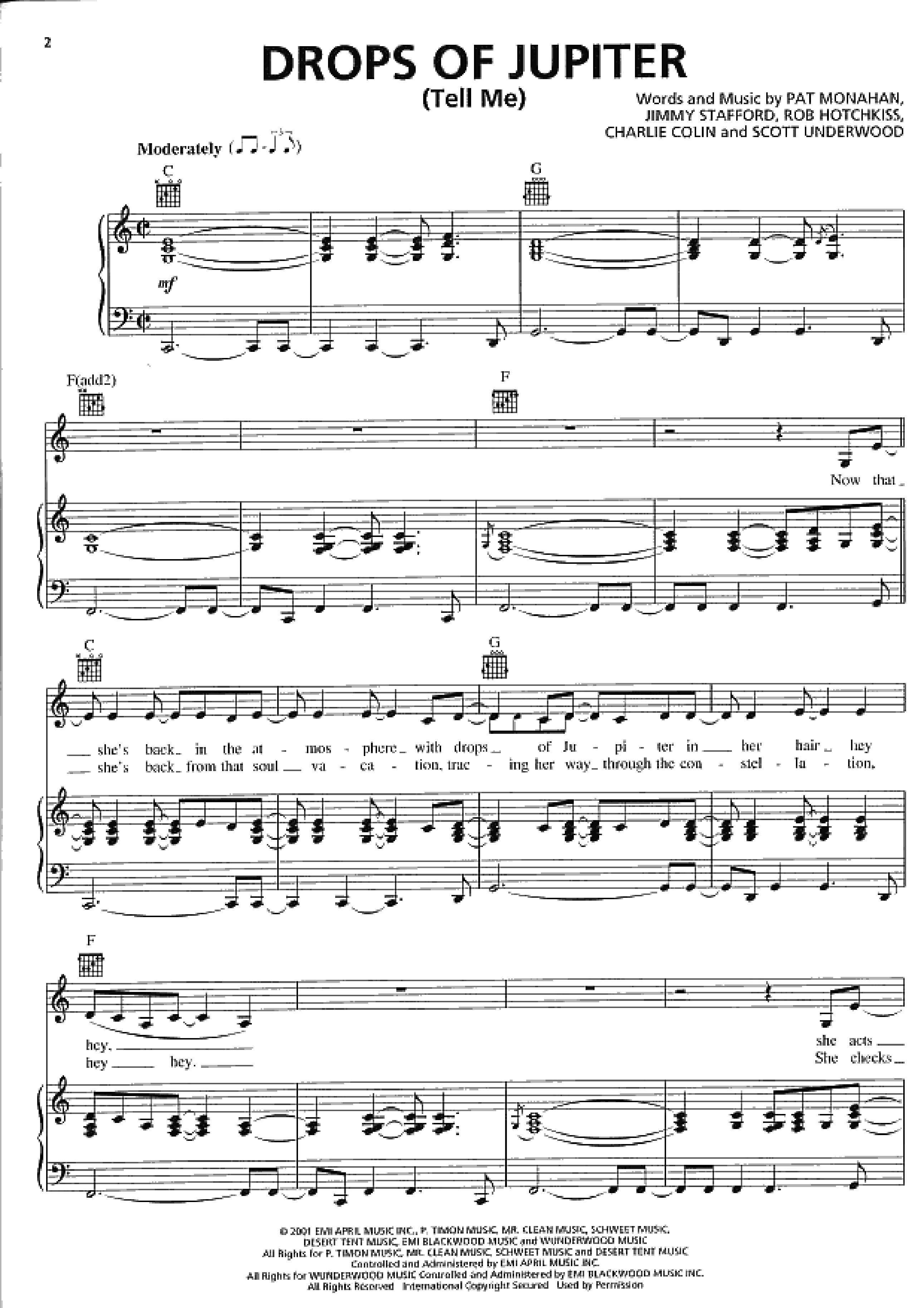 Drops of Jupiterピアノ譜