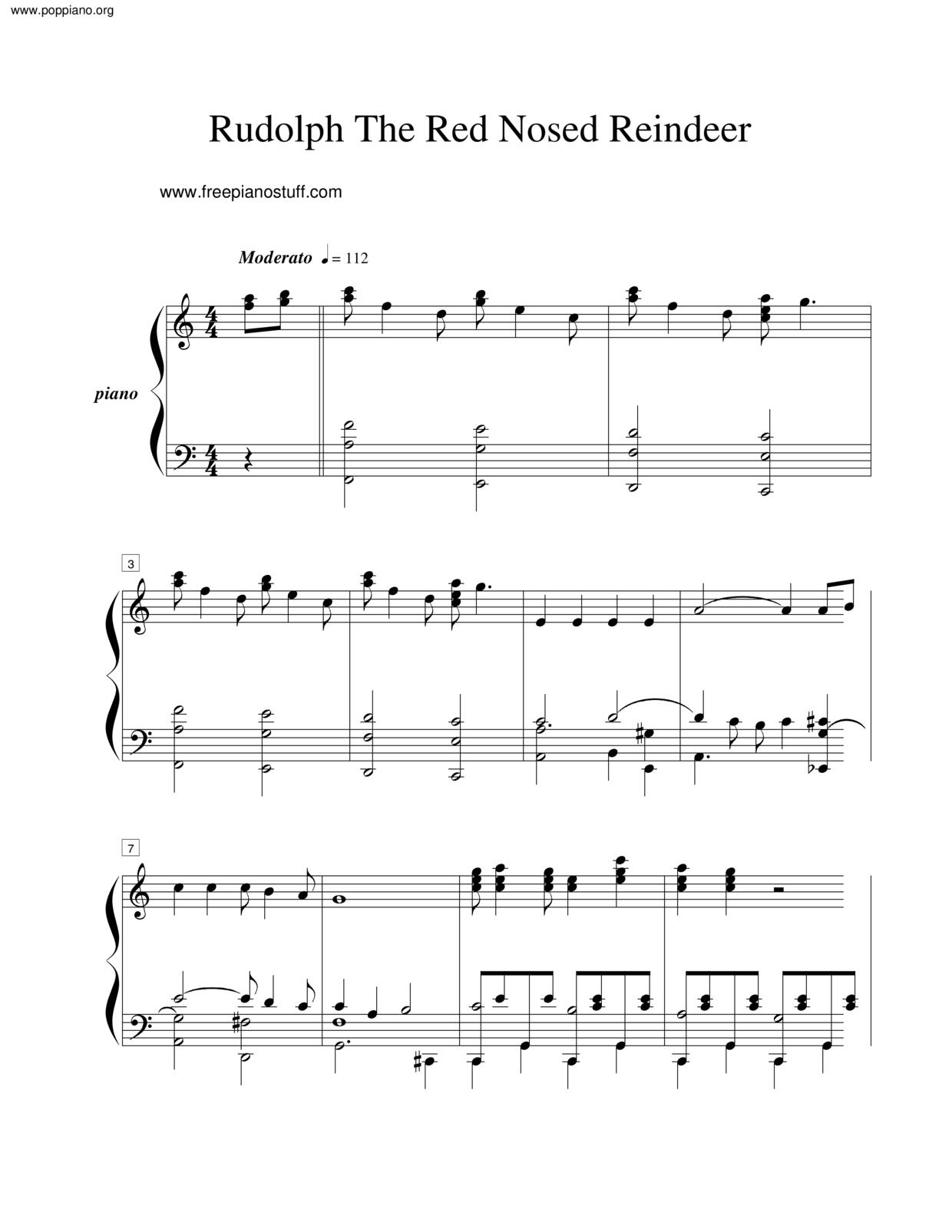 ChristmasRudolph The RedNosed Reindeer Sheet Music pdf, Free Score