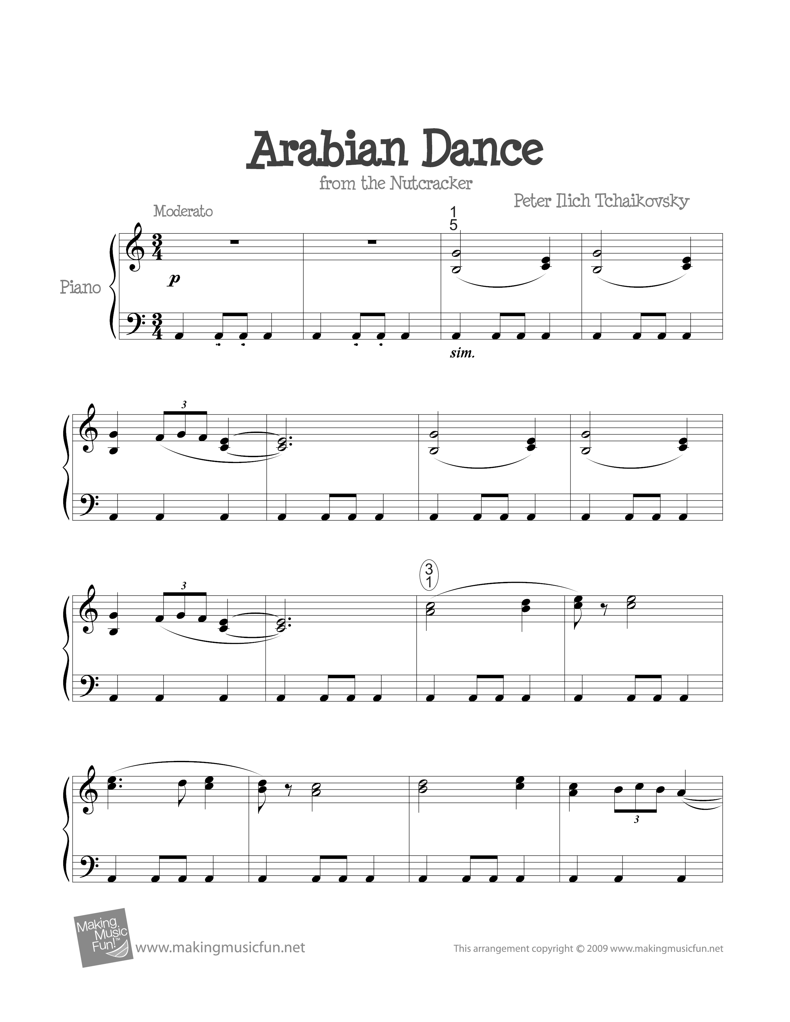 Arabian Dance (Nutcracker)ピアノ譜
