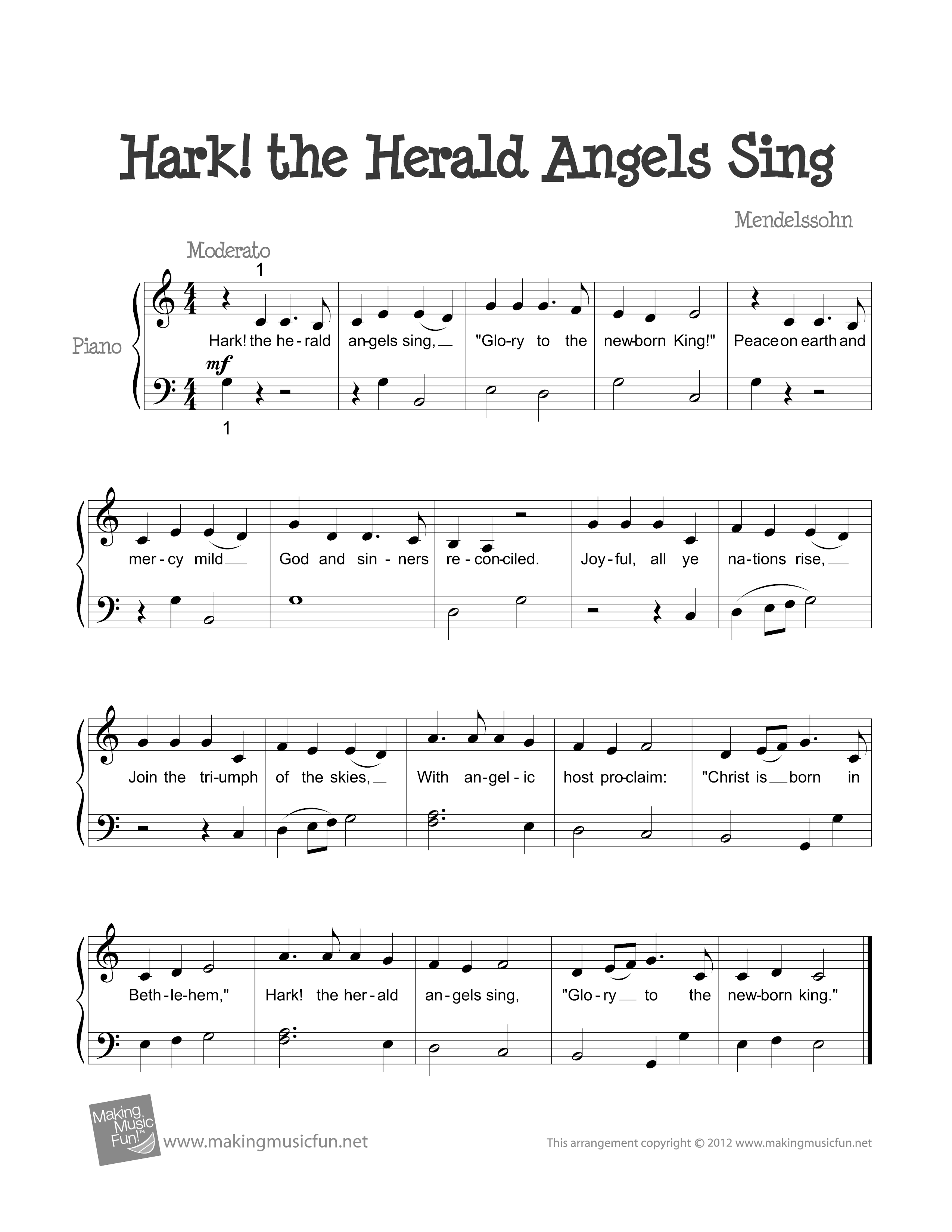 Hark! The Herald Angels Sing琴谱