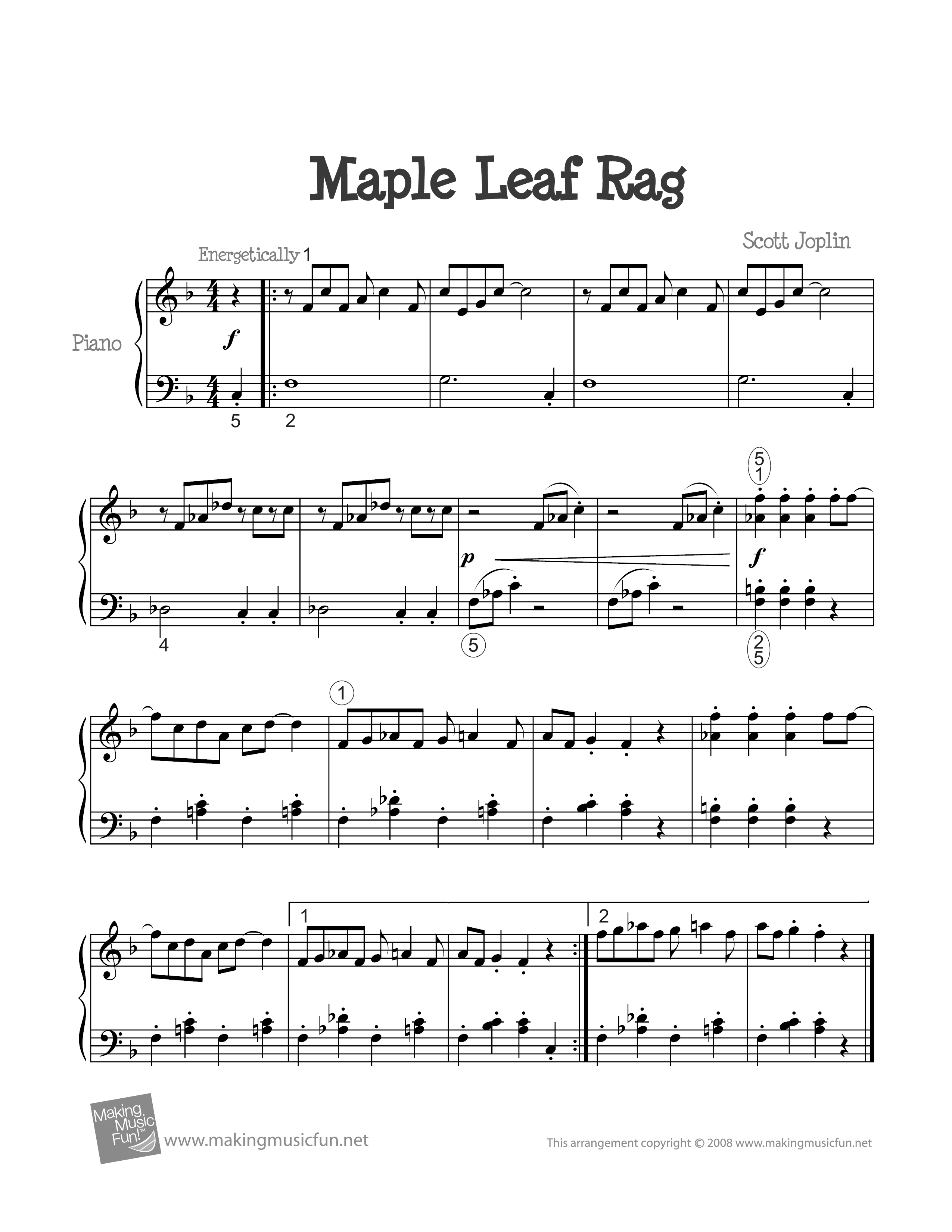 Maple Leaf Ragピアノ譜