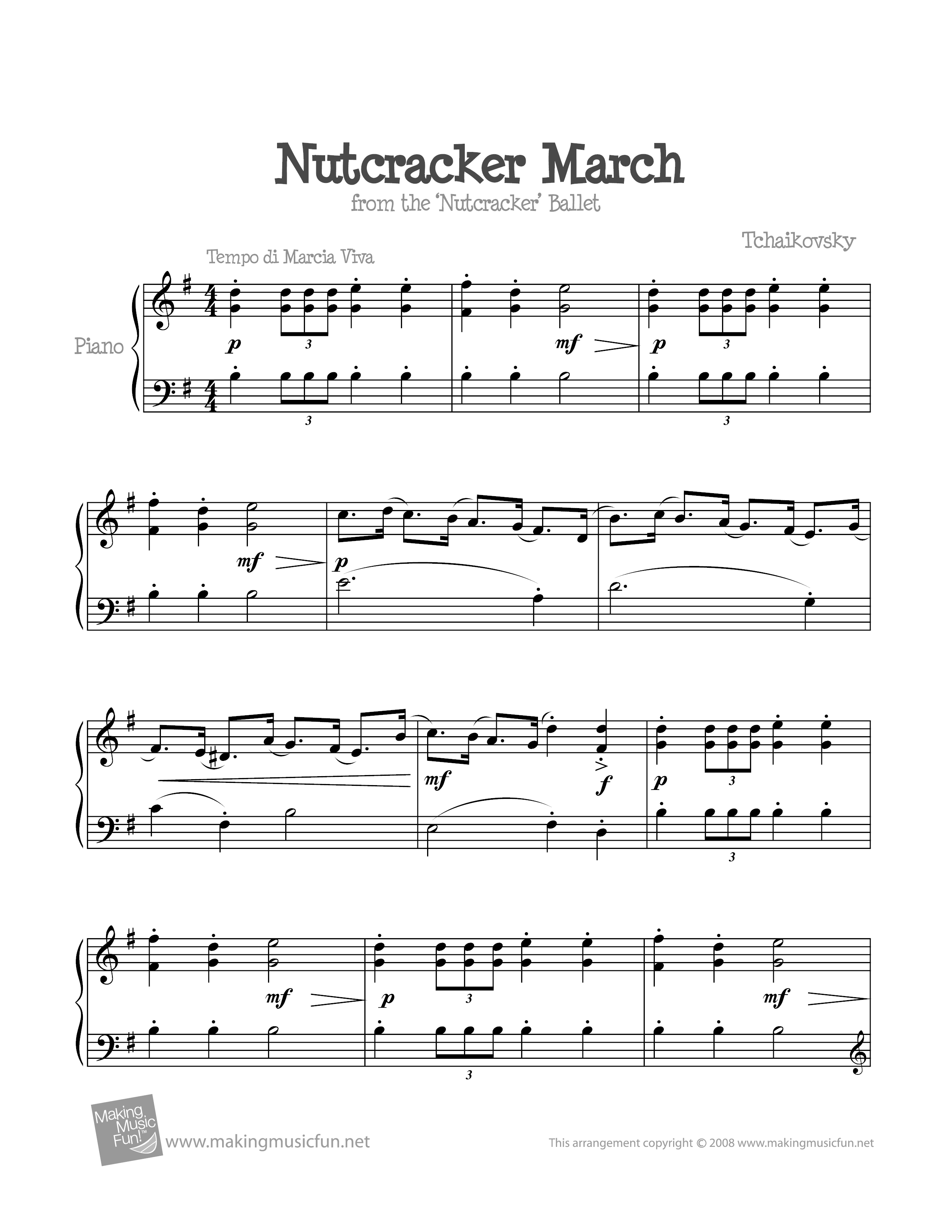 March from the Nutcracker琴譜