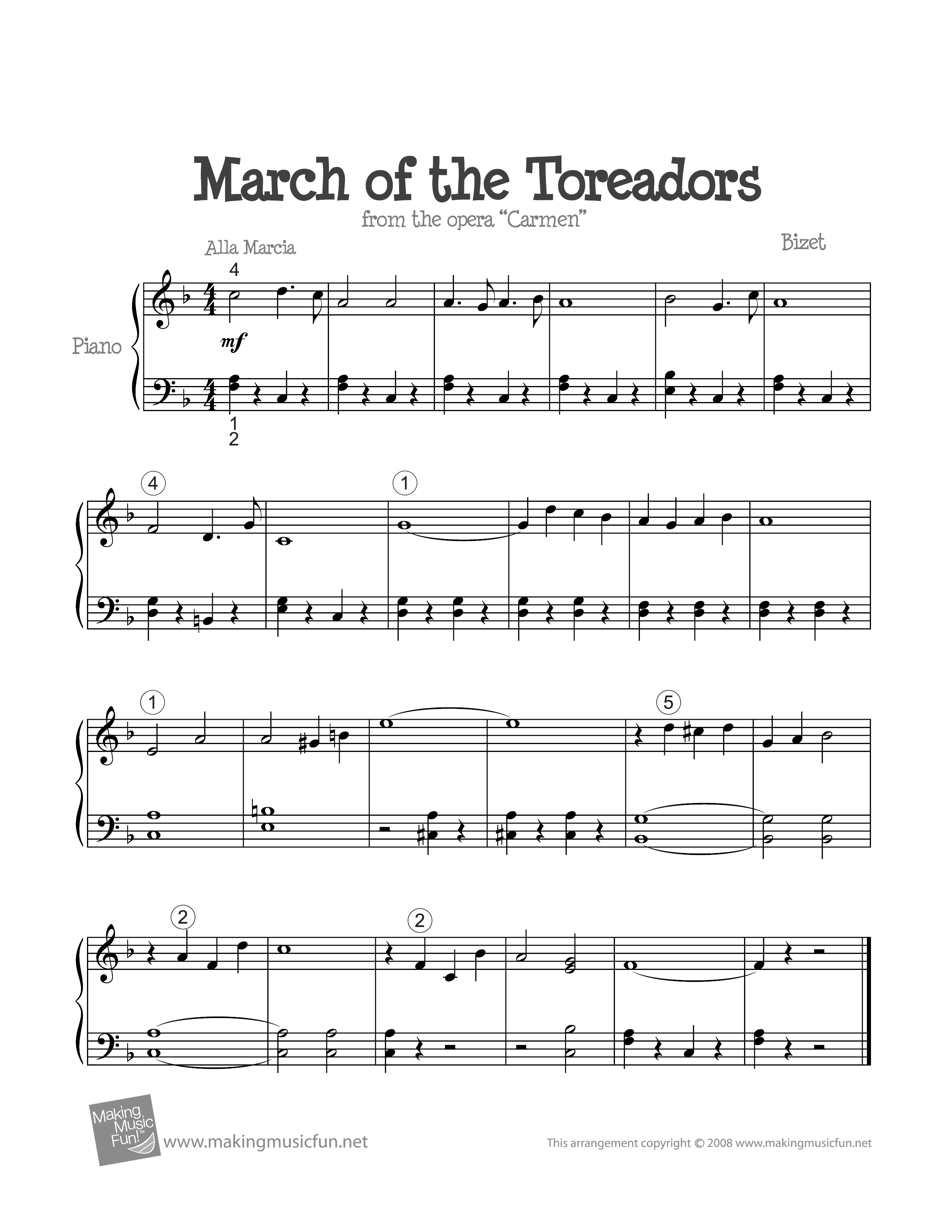 March of the Toreadors Score