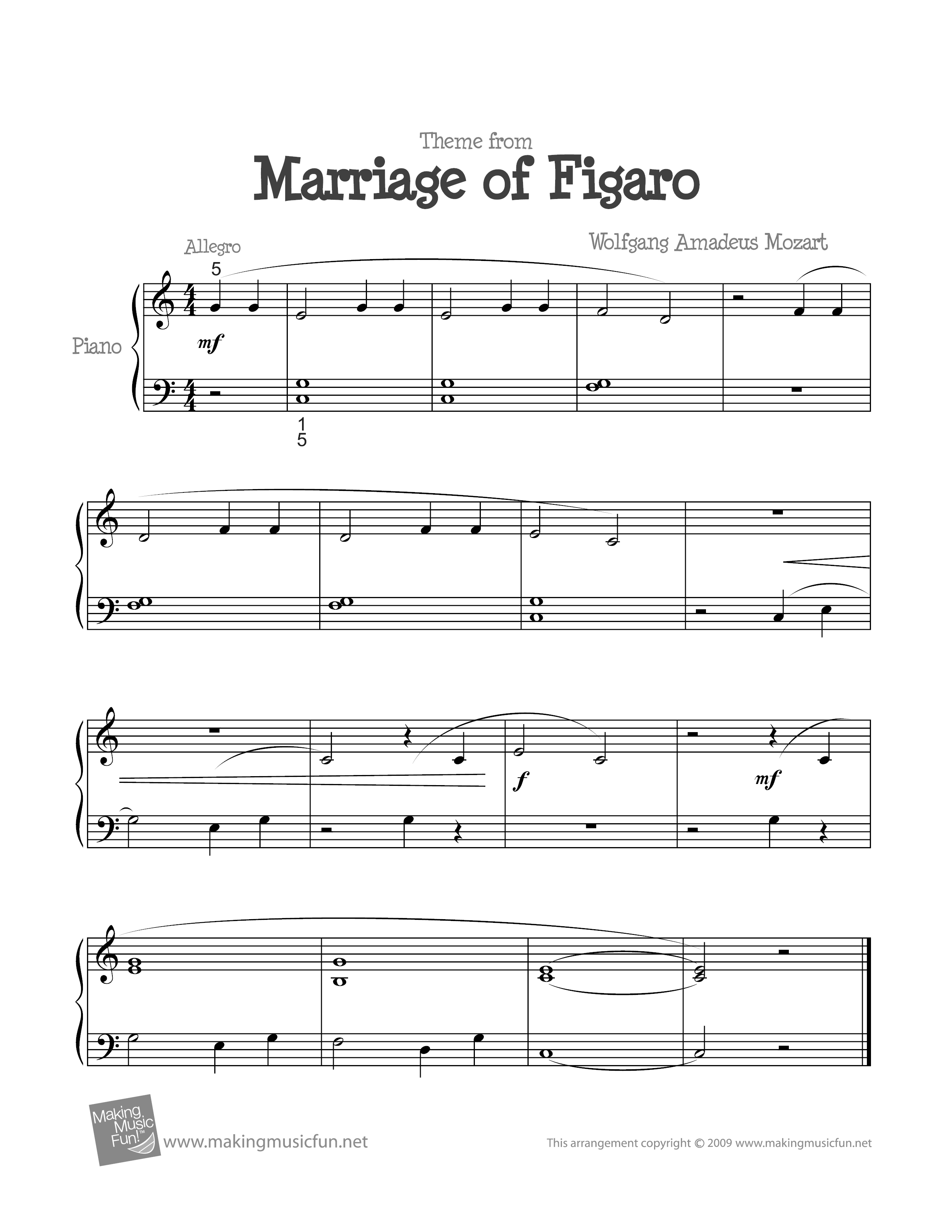Marriage Of Figaro, K. 492琴譜