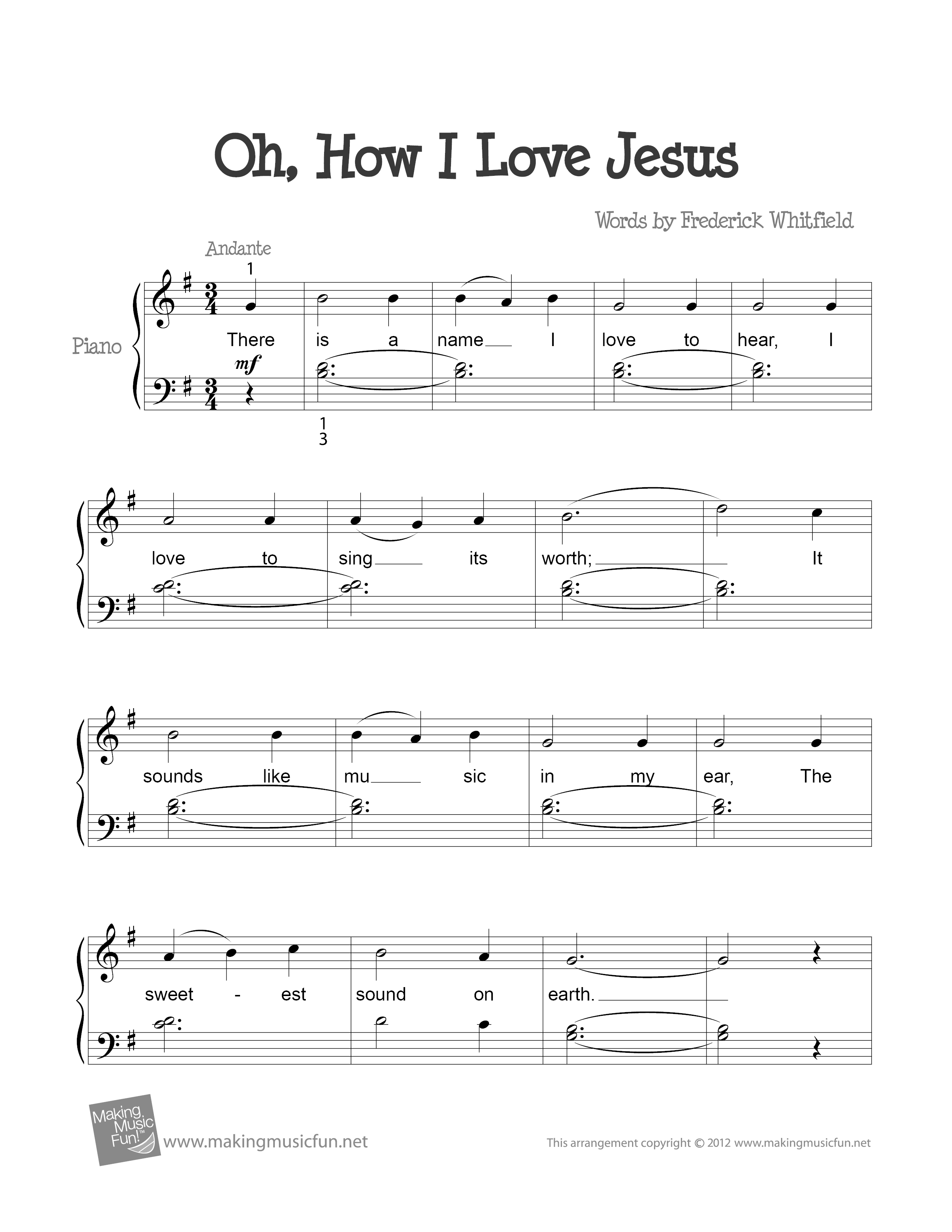 Oh, How I Love Jesus Score