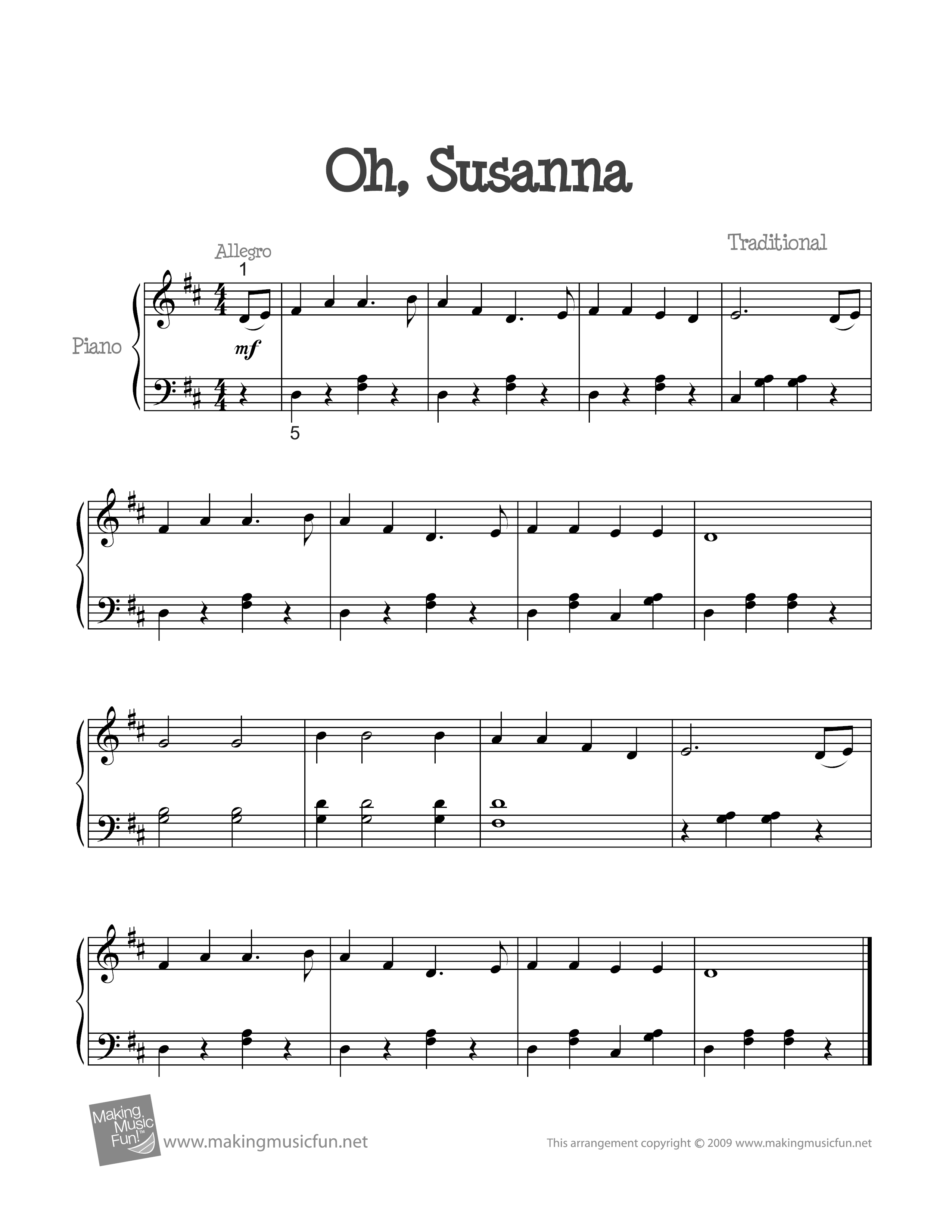 Oh! Susanna! Score