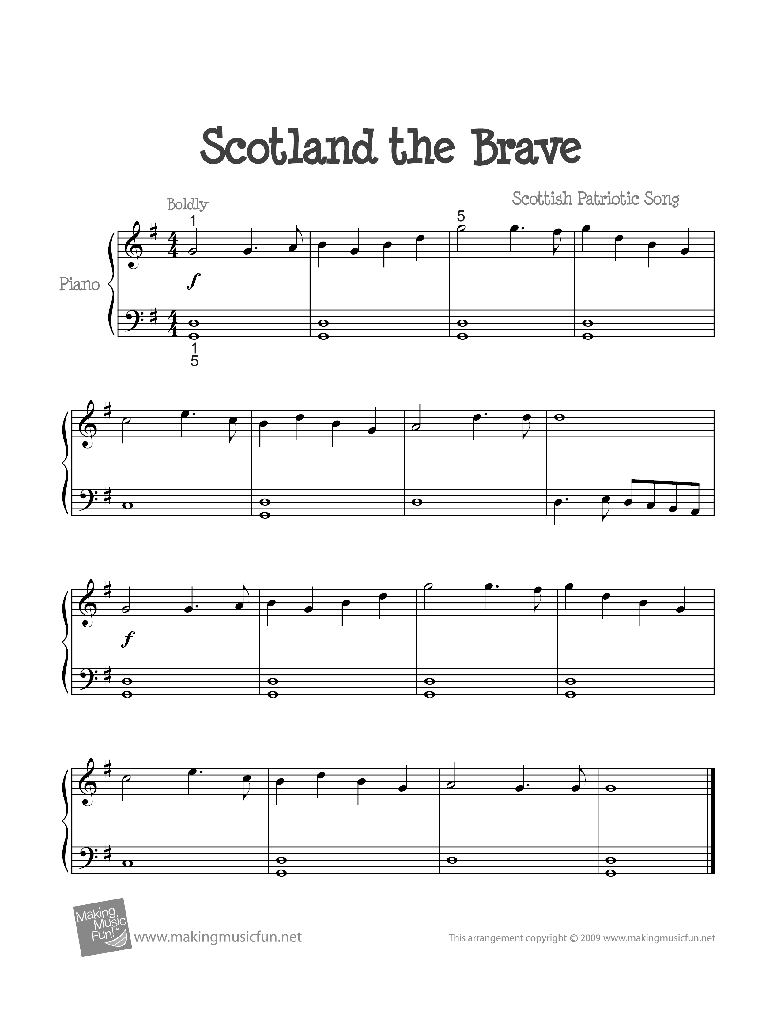 Scotland the Brave Score